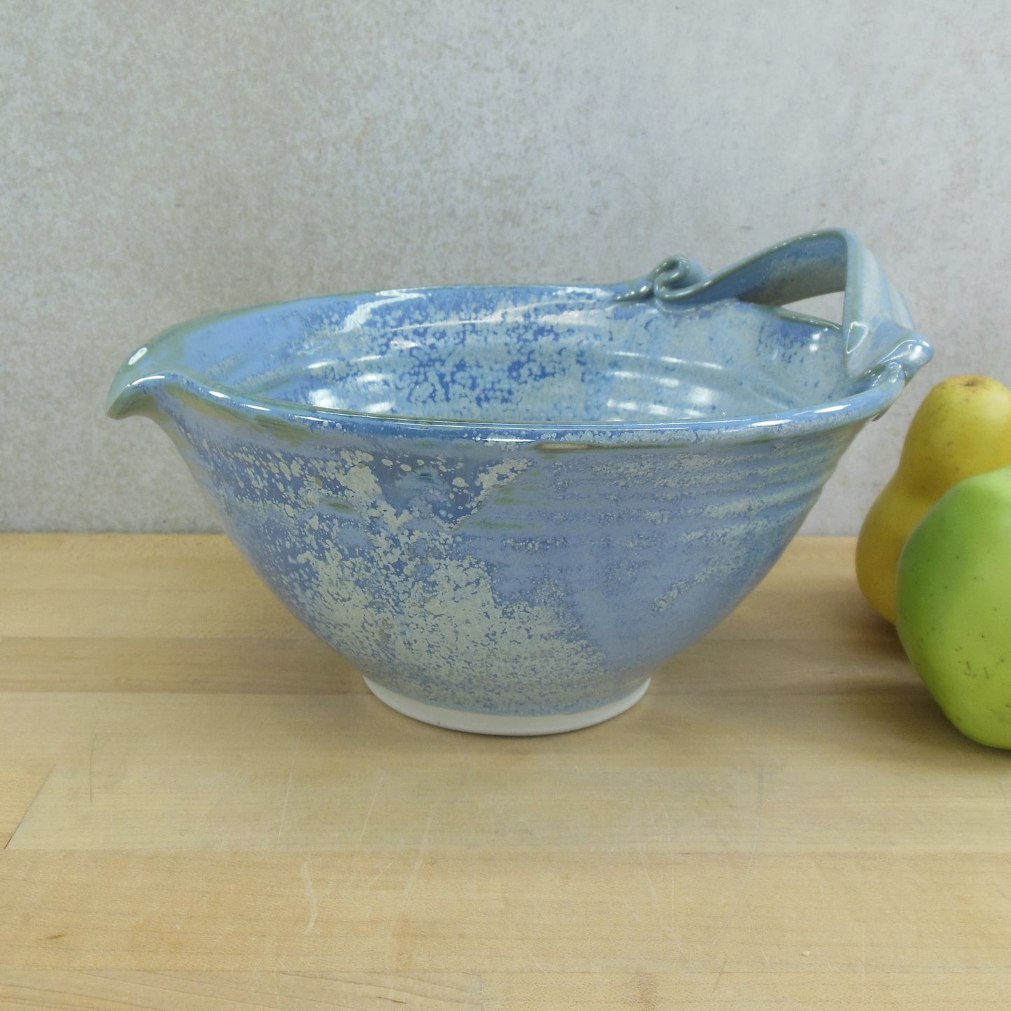 Unknown Signed KL LK Chop Mark Blue Pottery Batter Bowl