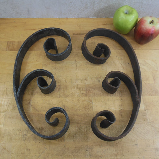 Pair Large 13.5" x 1.25" Wrought Iron Scroll Corbel Scroll Brackets