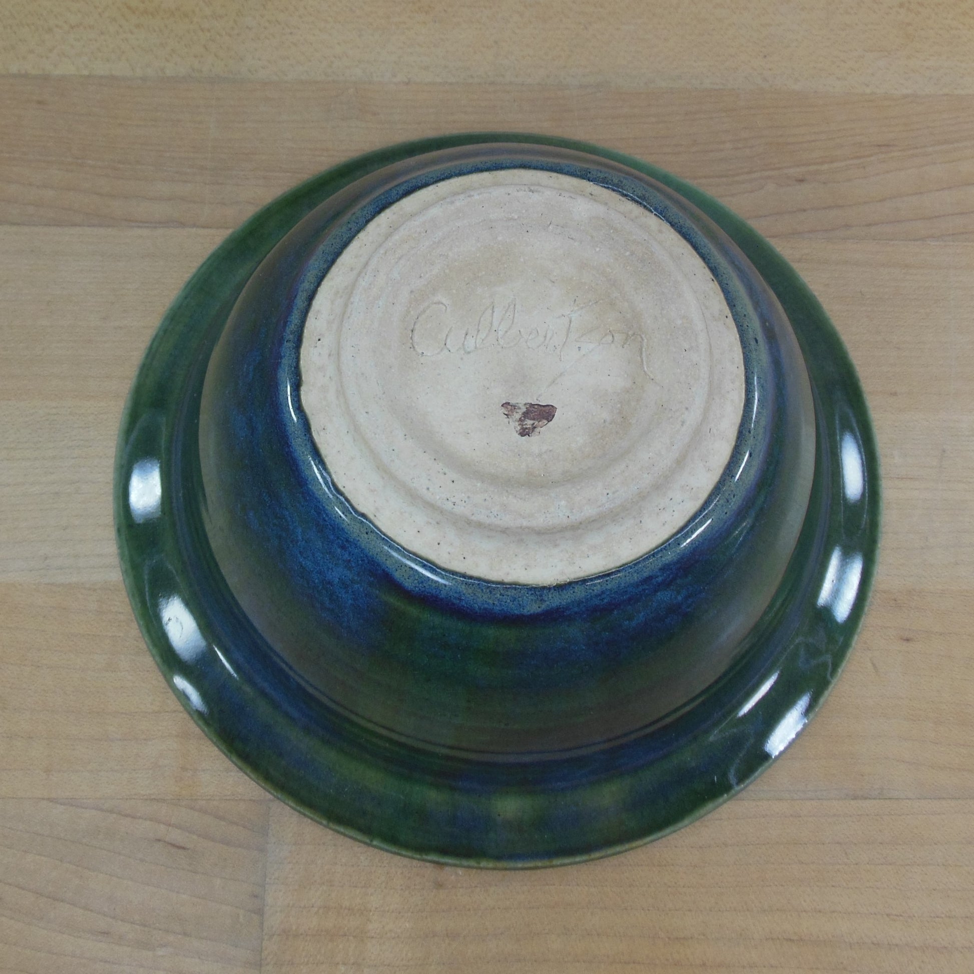 Boots Culbertson Pottery Green Blue Bowl Signed Studio