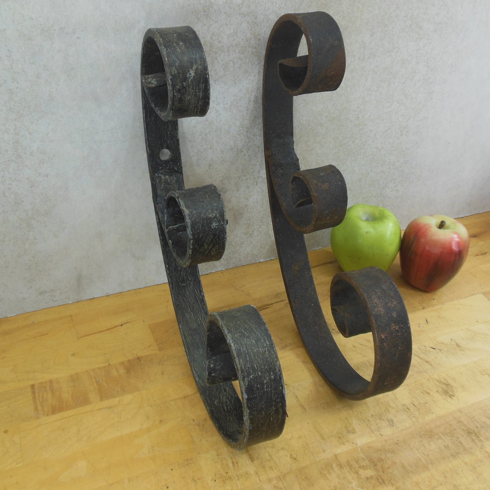 Pair Large 13.5" x 1.25" Wrought Iron Scroll Corbel Scroll Brackets Welded