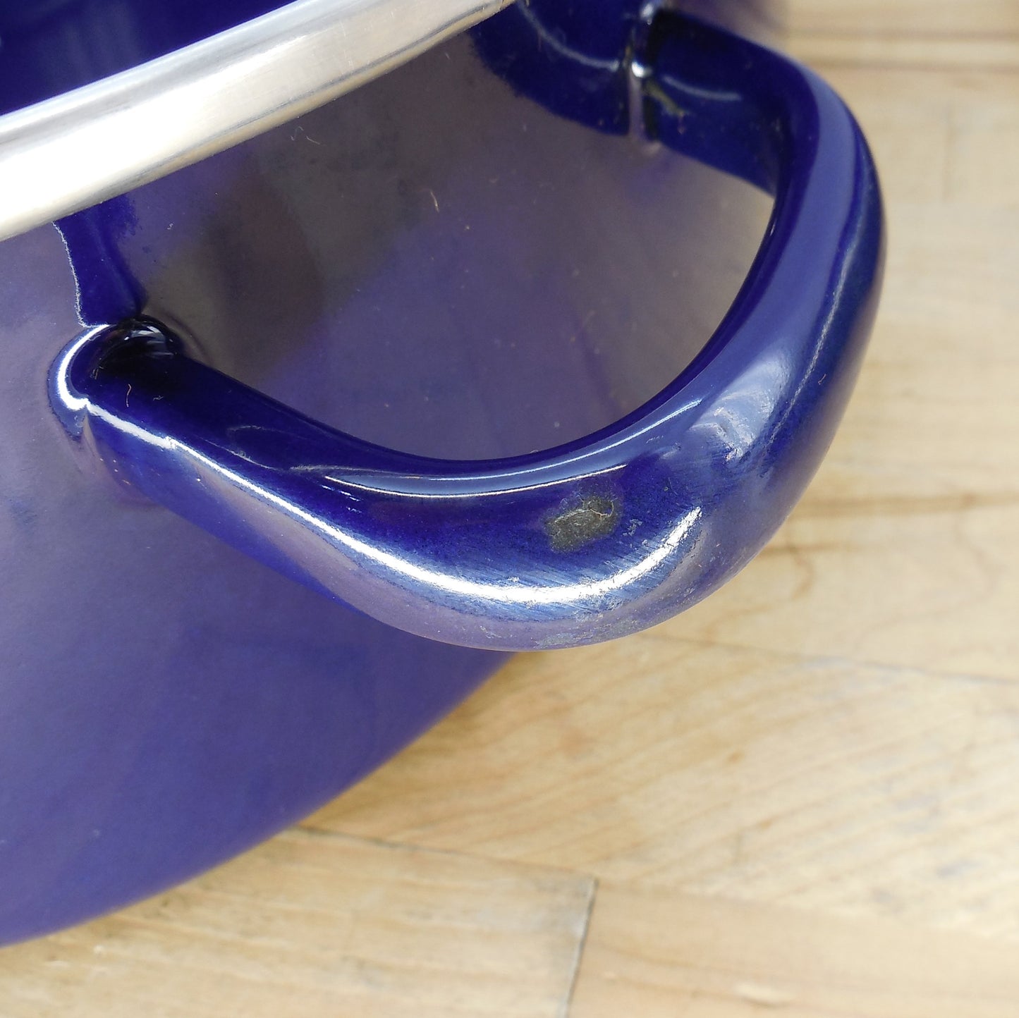 Chantal West Germany Blue Enamelware Oval Roaster 5.5 Quart Stainless Rim