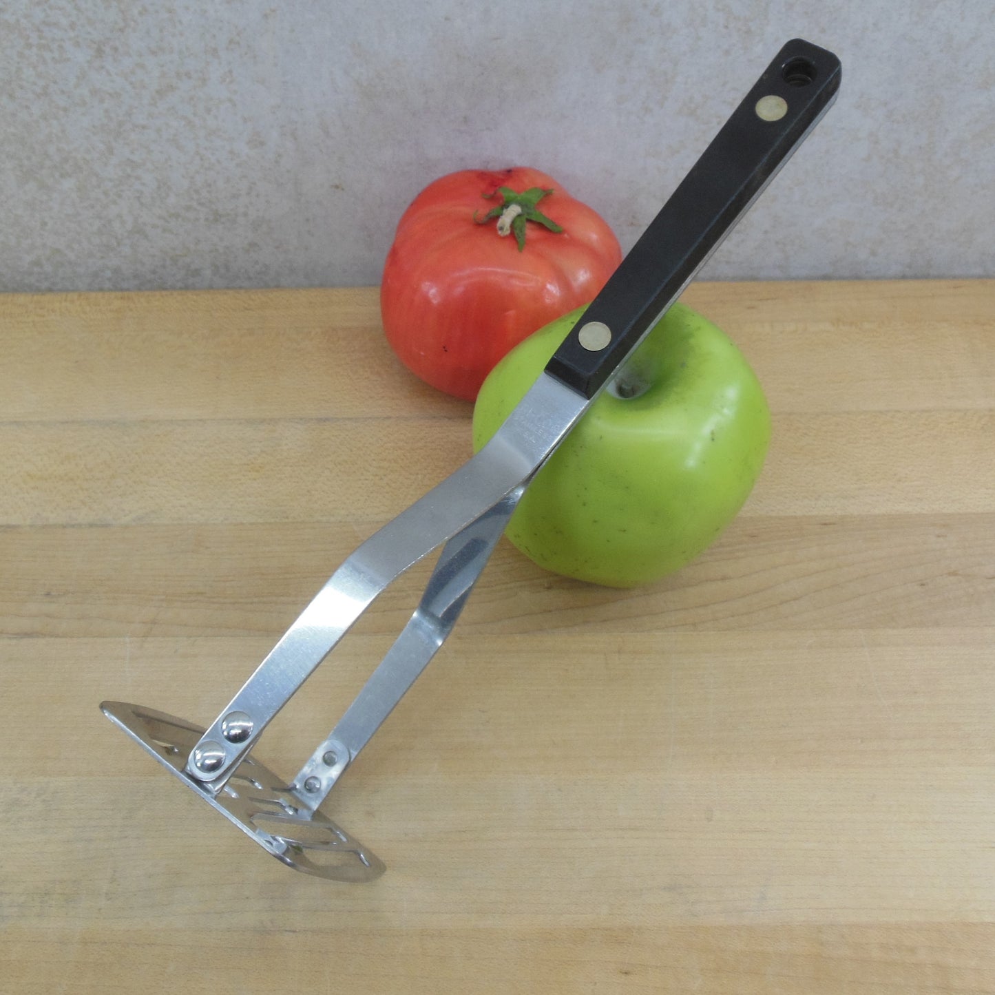 BI-COR USA Stainless Masher - Square Blade Black Handle used