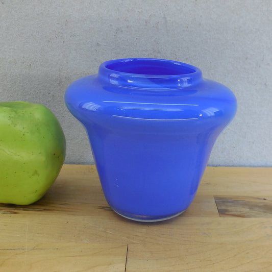 Serge Lashutka 1990 Blown Blue Art Glass Vase 4.75" California
