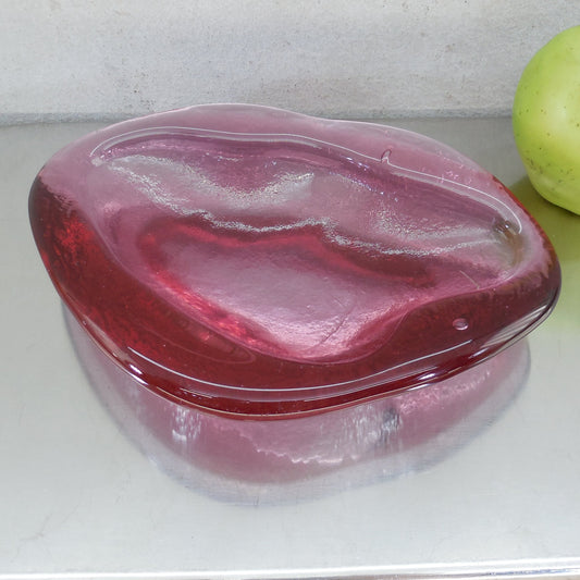 Blenko Glass Freeform Rose Cranberry Dish Ashtray Winslow Anderson Biomorphic