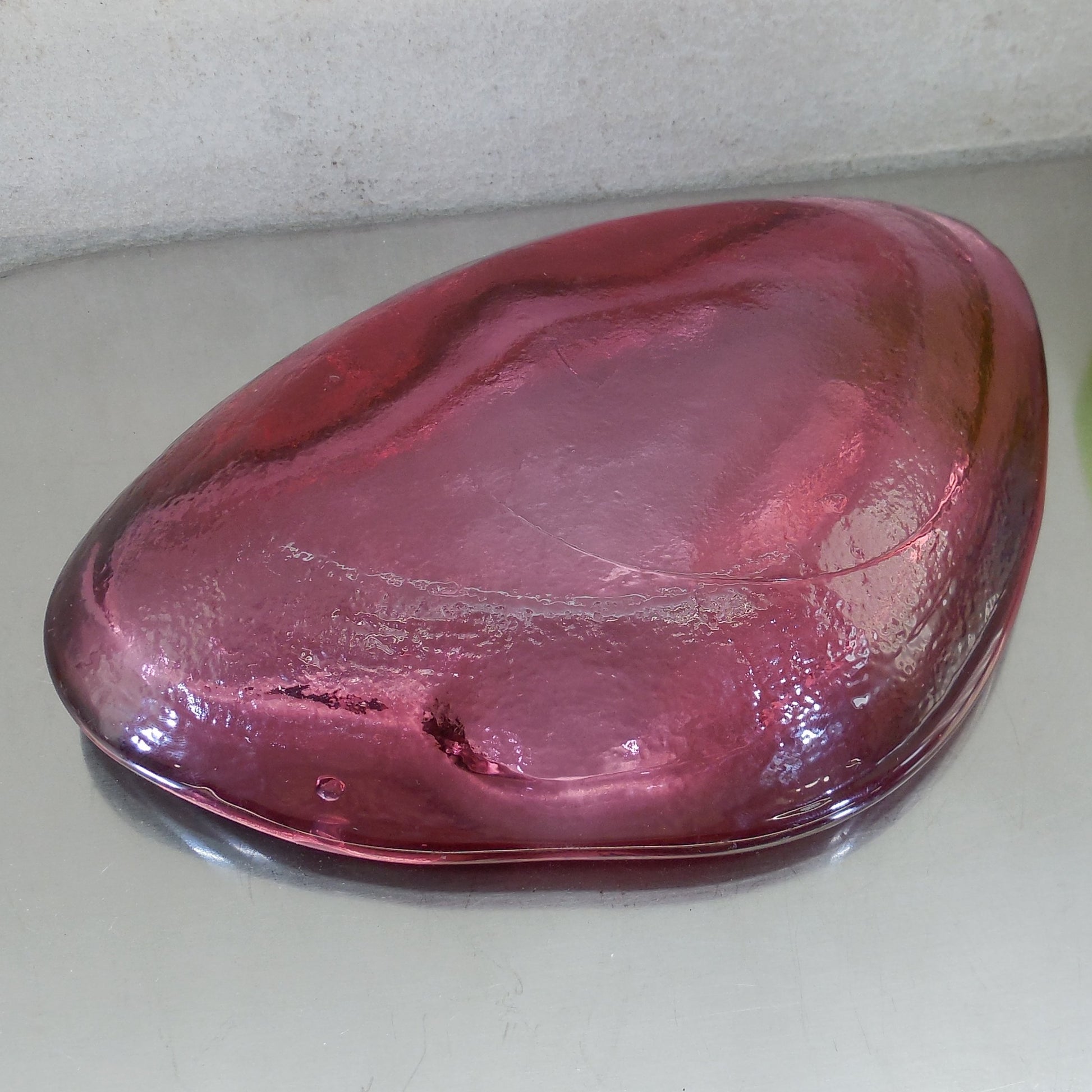 Blenko Glass Freeform Rose Cranberry Dish Ashtray Winslow Anderson Biomorphic MCM