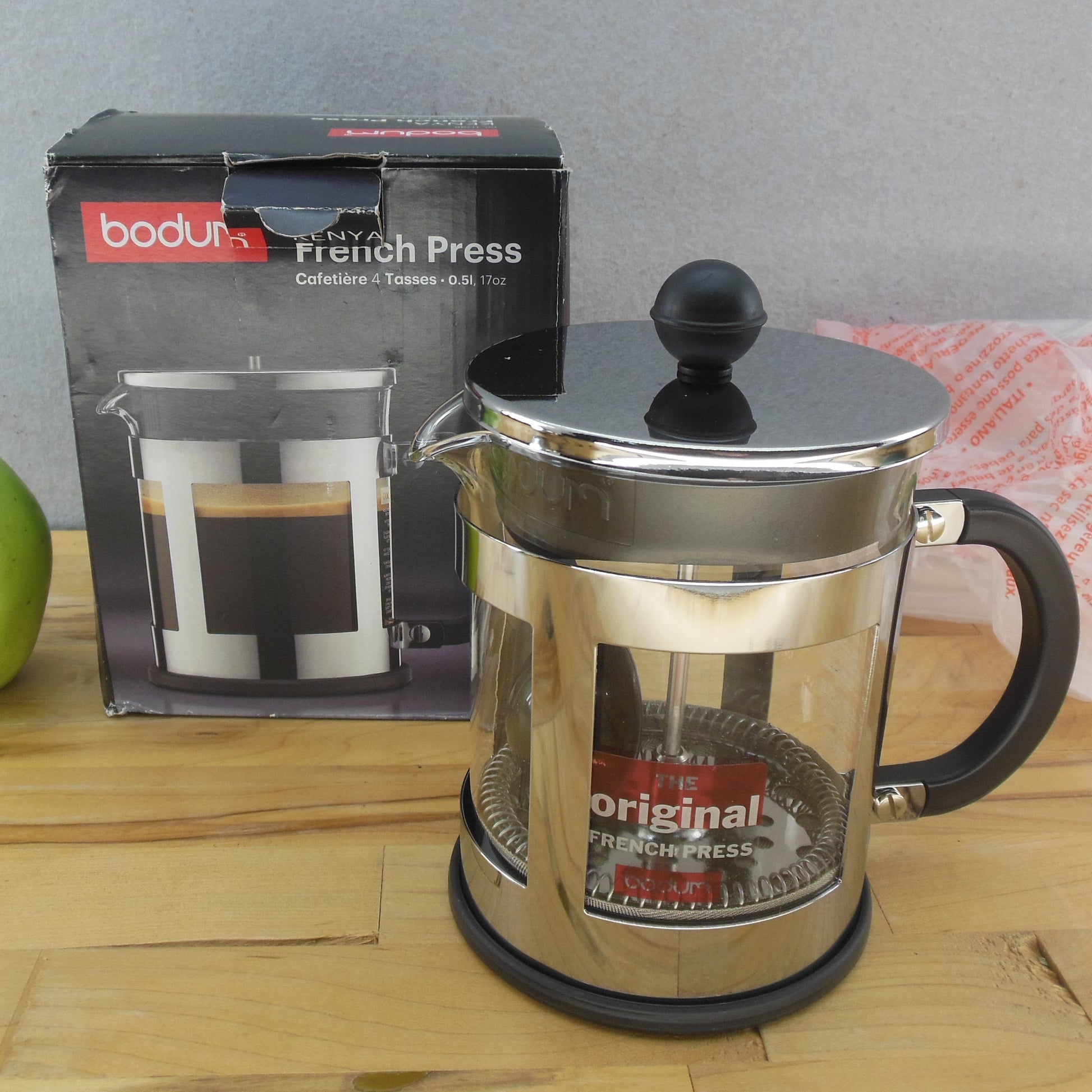 Bodum Kenya 4 Cup French Press Coffee Maker Stainless NIB