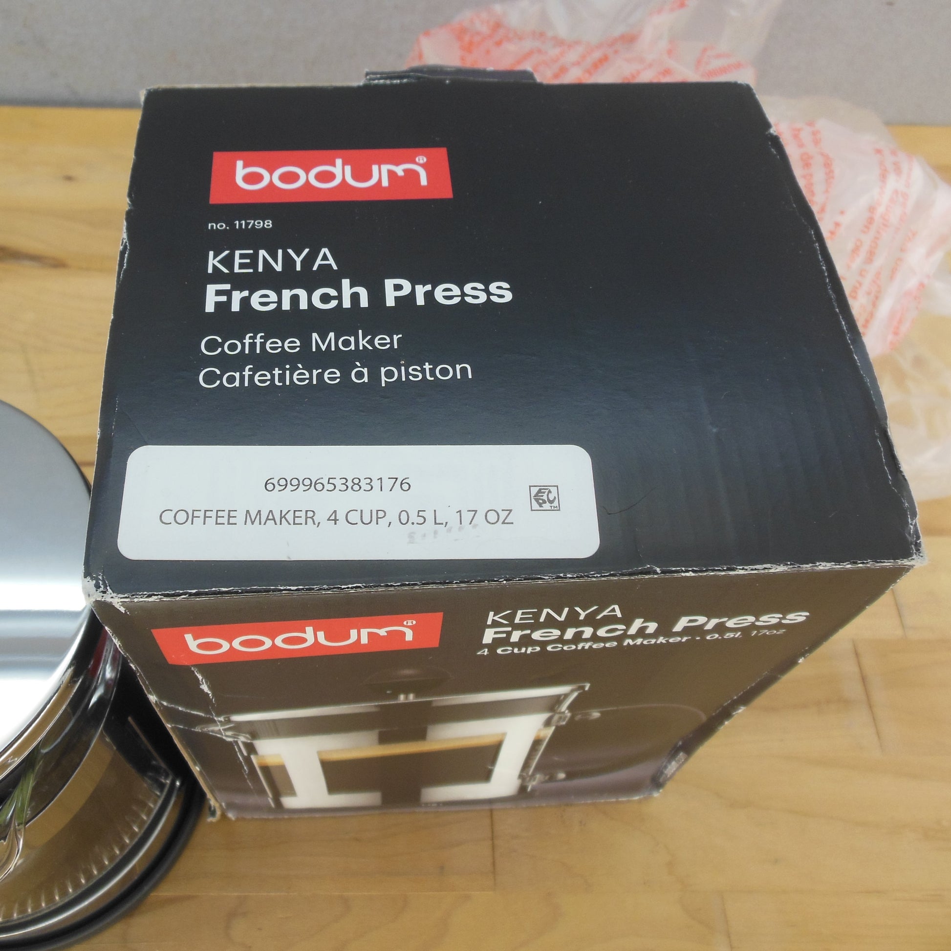 Bodum Kenya 4 Cup French Press Coffee Maker Stainless NIB Box