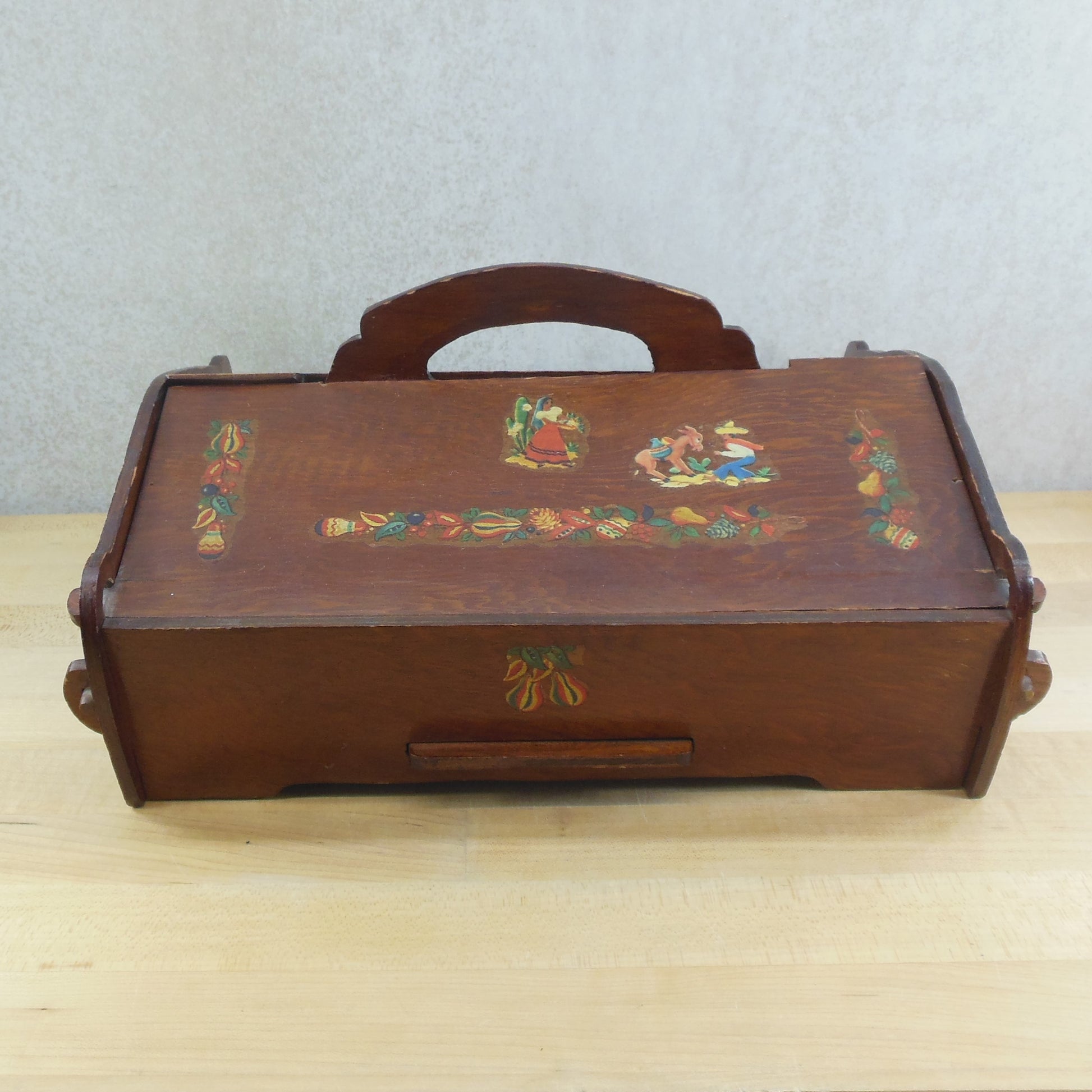 Mexican Decal Theme Wood Sewing Storage Box