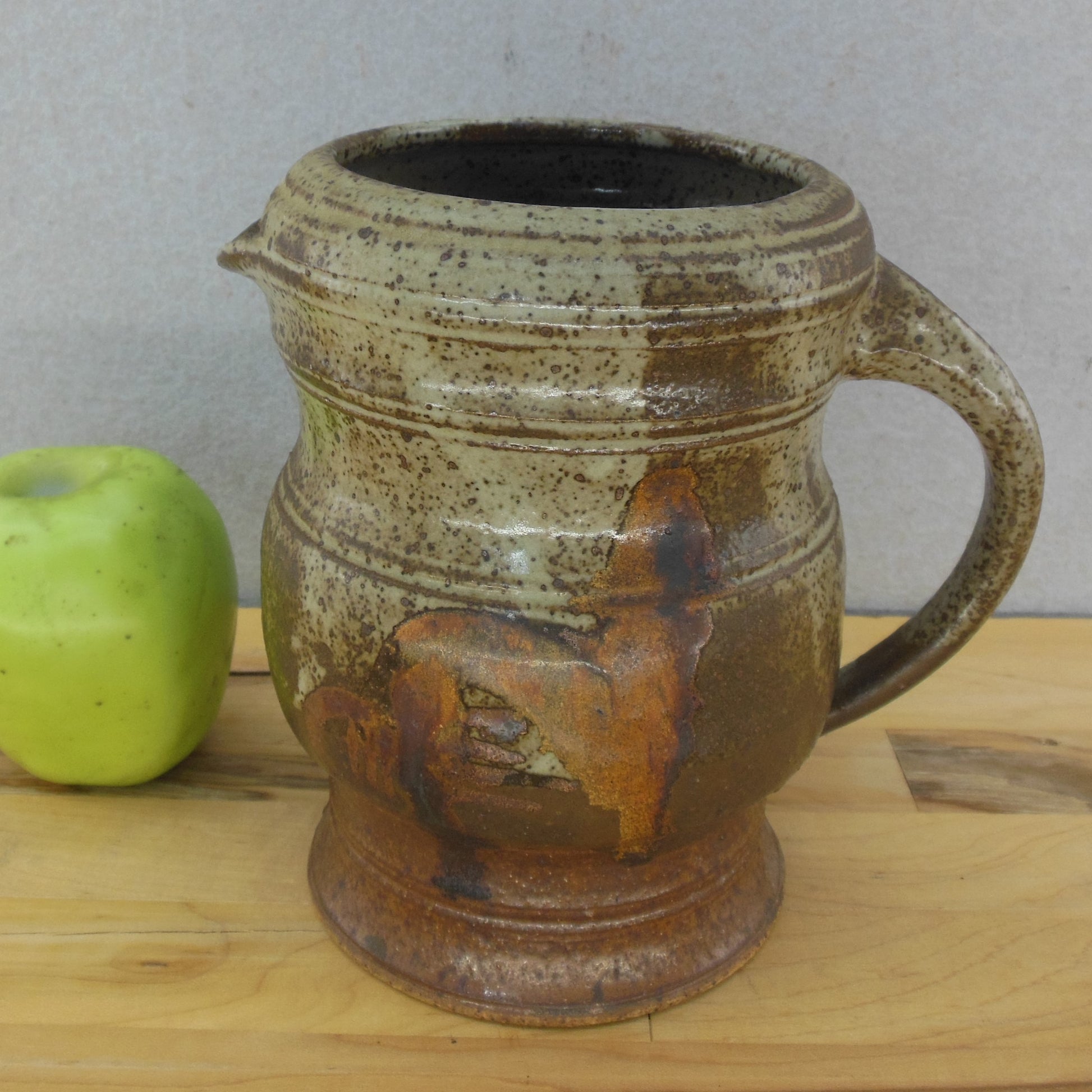 Signed Ken? Stoneware Pottery Pitcher Earth Browns