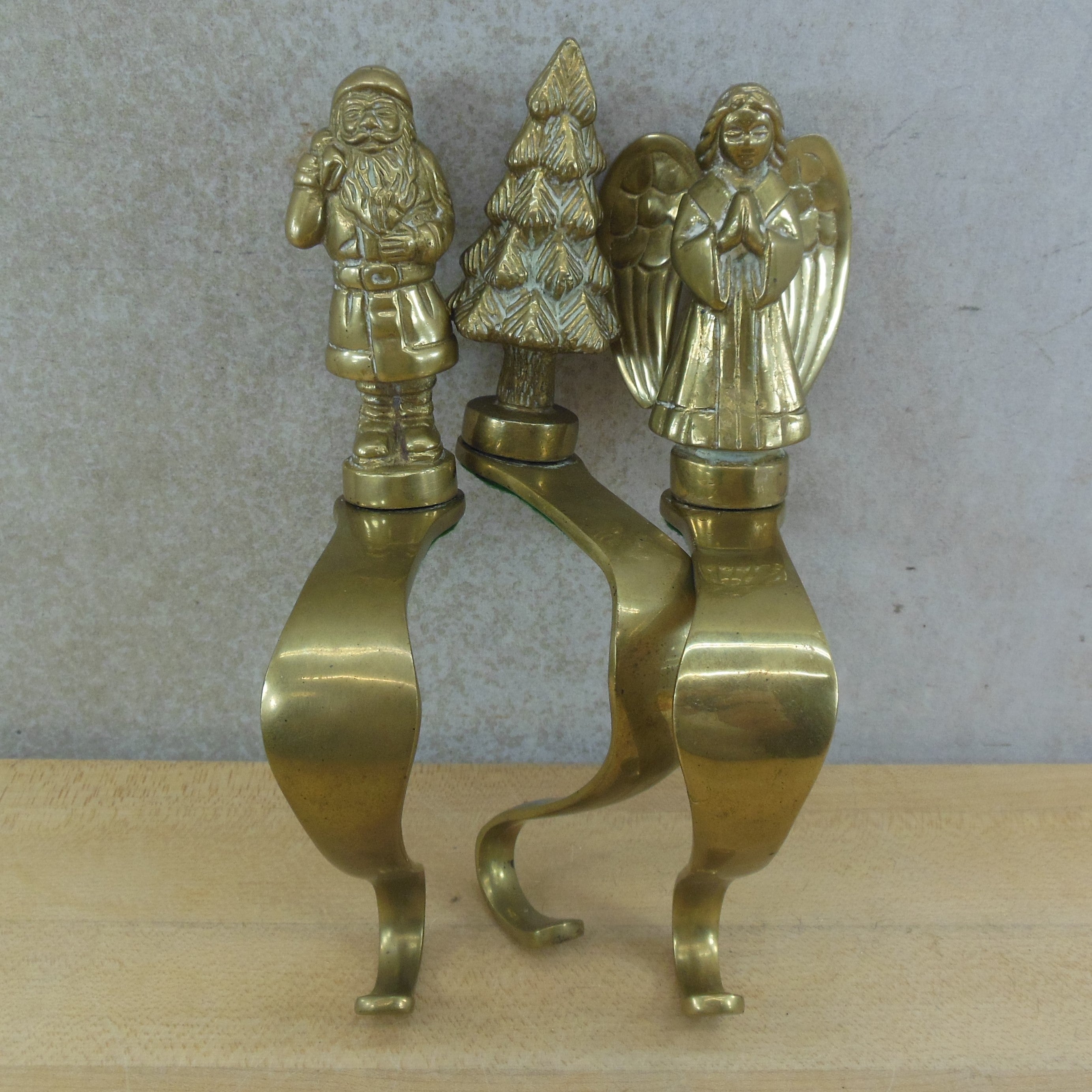 Set of 6 Jayanita India Brass Angel Christmas Stocking Holders hotsell Long Hook 6.5