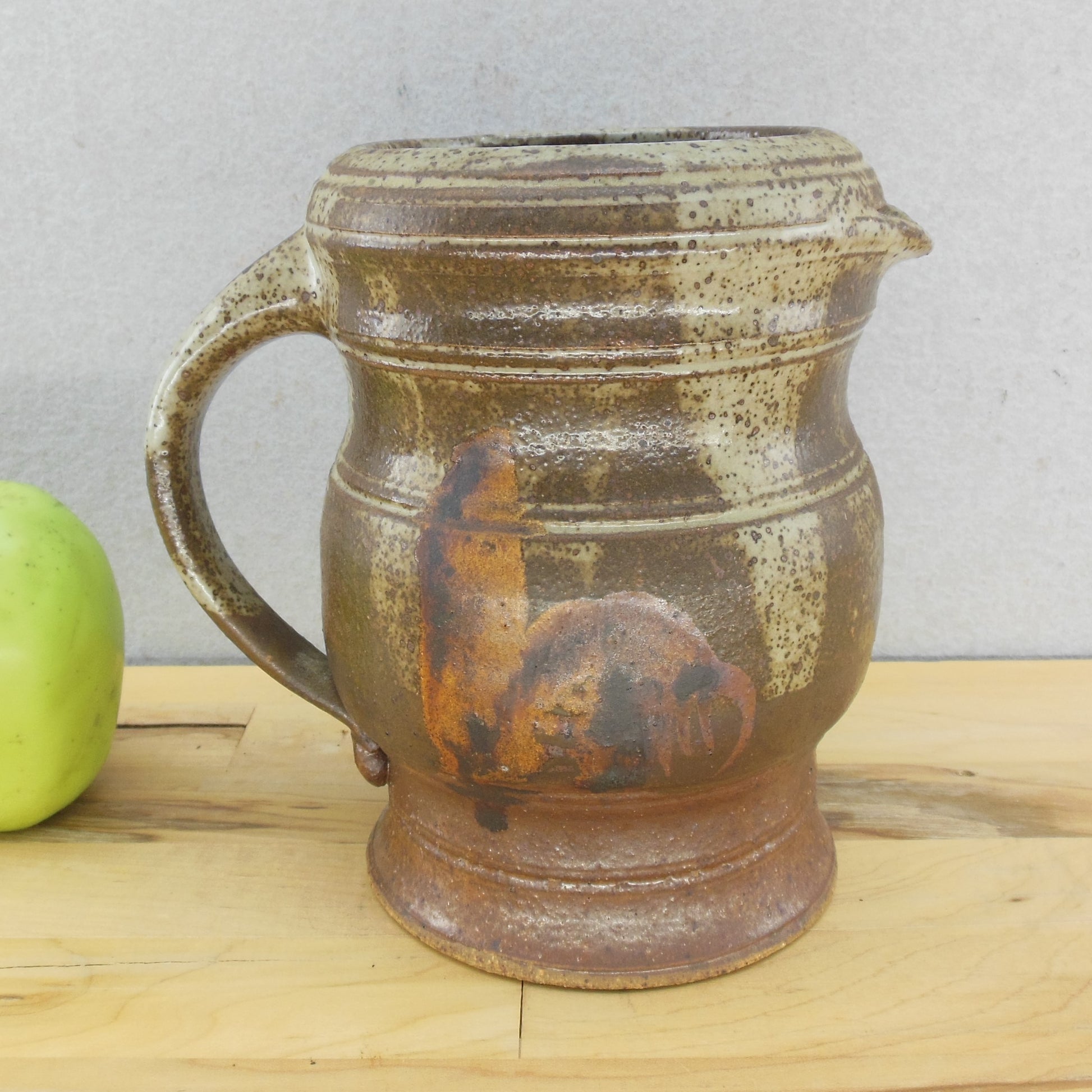 Signed Ken? Stoneware Pottery Pitcher Earth Browns Vintage