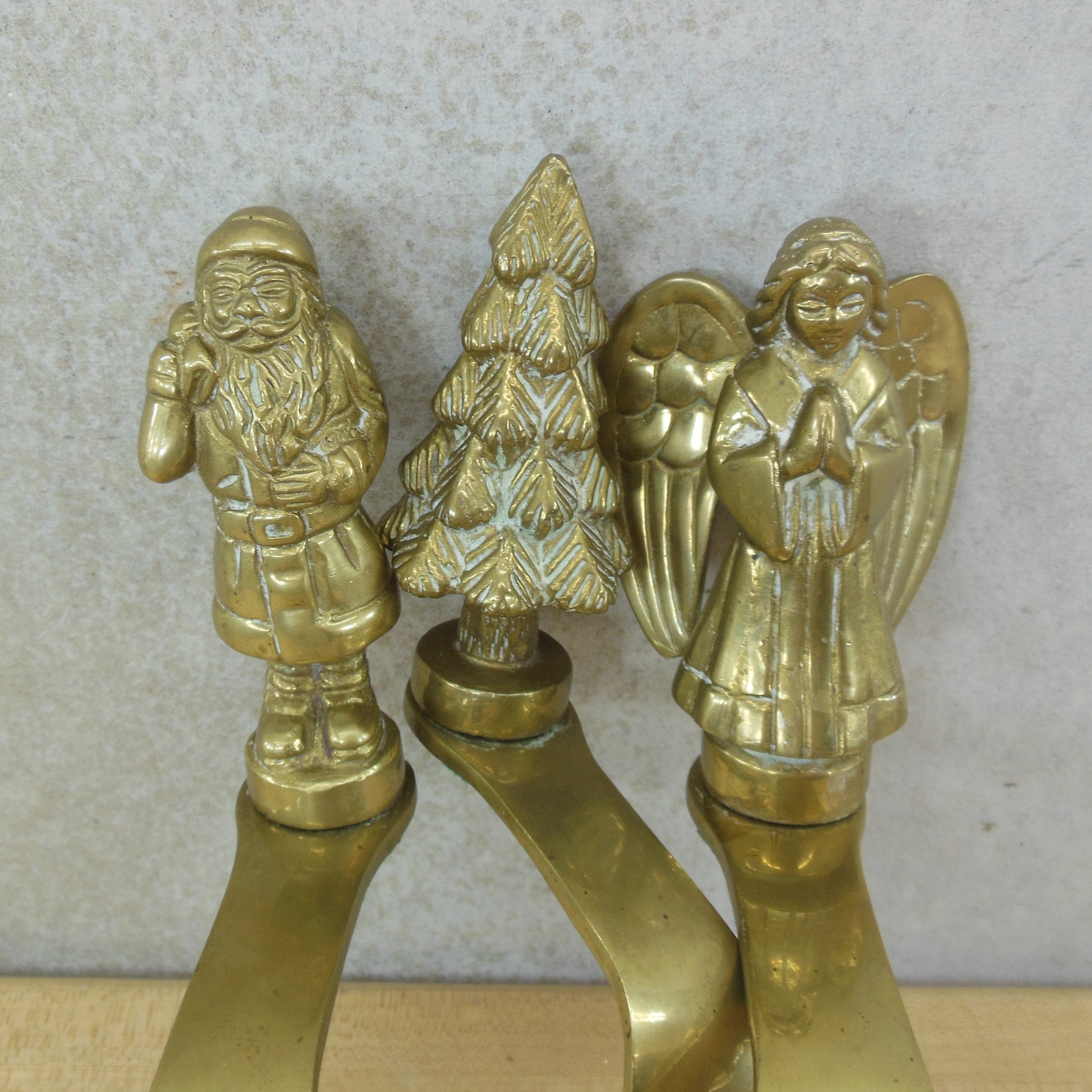 Set of 6 Jayanita India Brass Angel Christmas deals Stocking Holders Long Hook 6.5