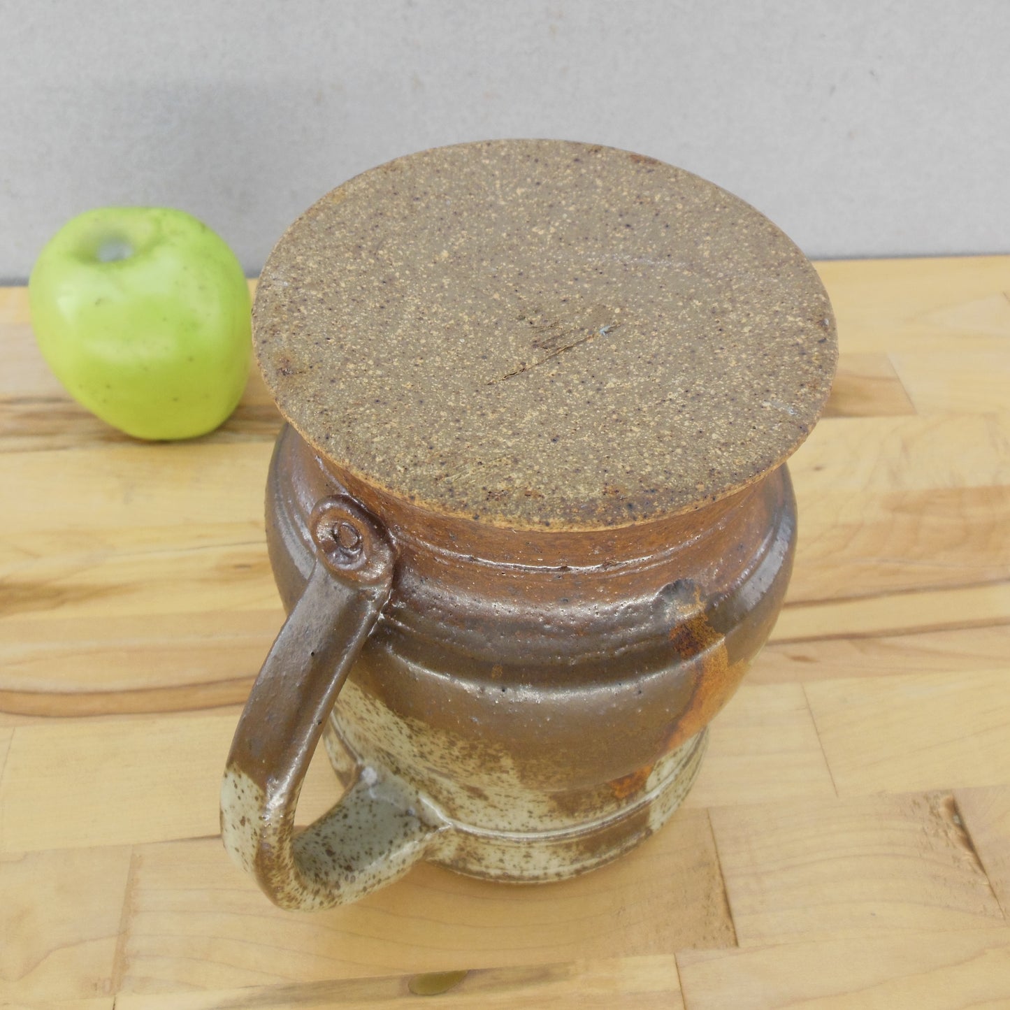 Signed Ken? Stoneware Pottery Pitcher Earth Browns Bottom View