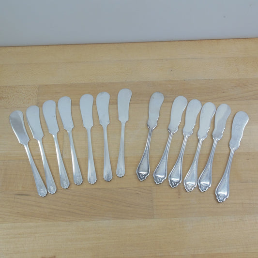 National Silver Plate Moderne & Superior Flat Butter Knives 13 Lot