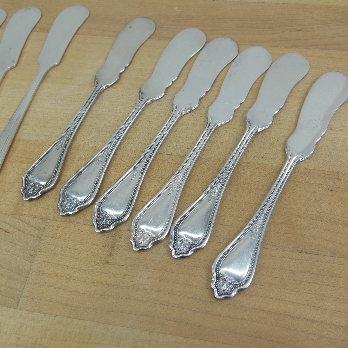 National Silver Plate Moderne & Superior Flat Butter Knives 13 Lot Vintage