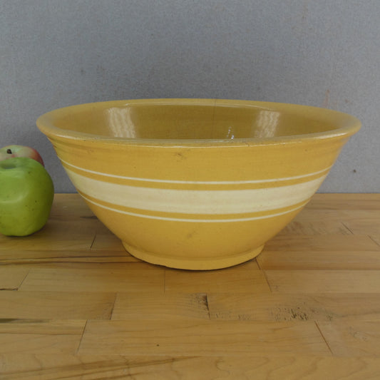 Unbranded Antique Yellow Ware Mixing Bowl 11-3/4" White Band Stripes Antique