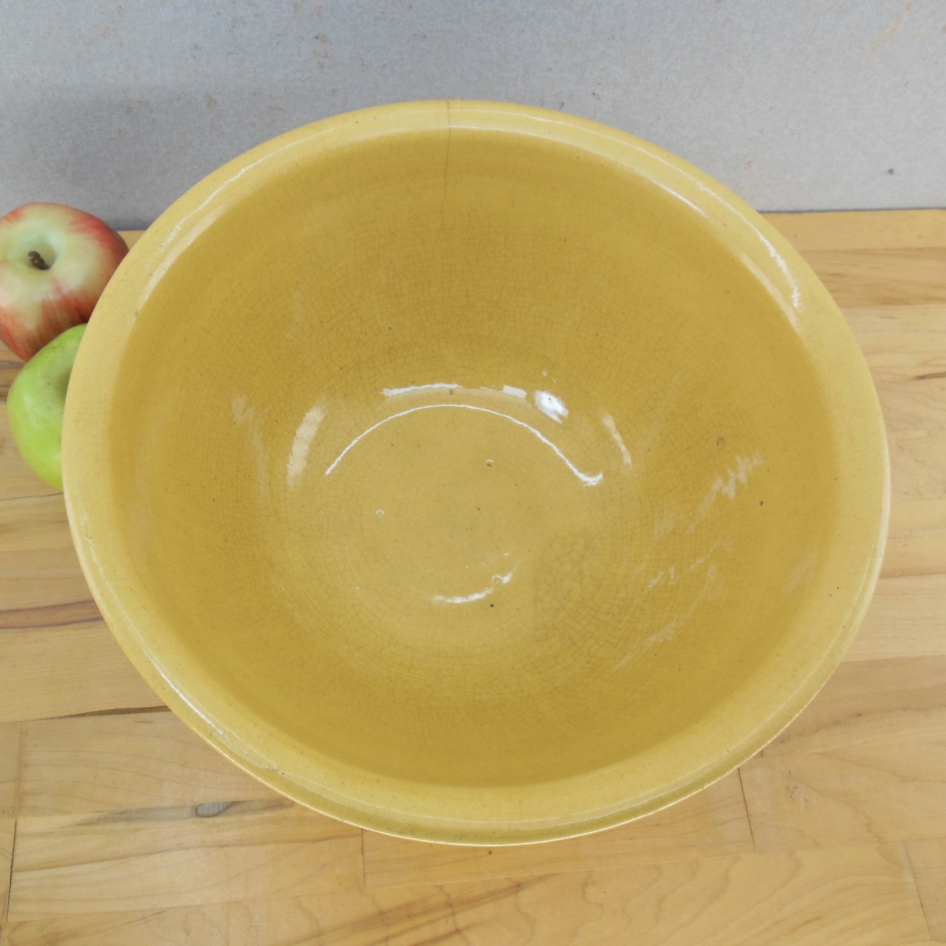 Unbranded Antique Yellow Ware Mixing Bowl 11-3/4" White Band Stripes Vintage 