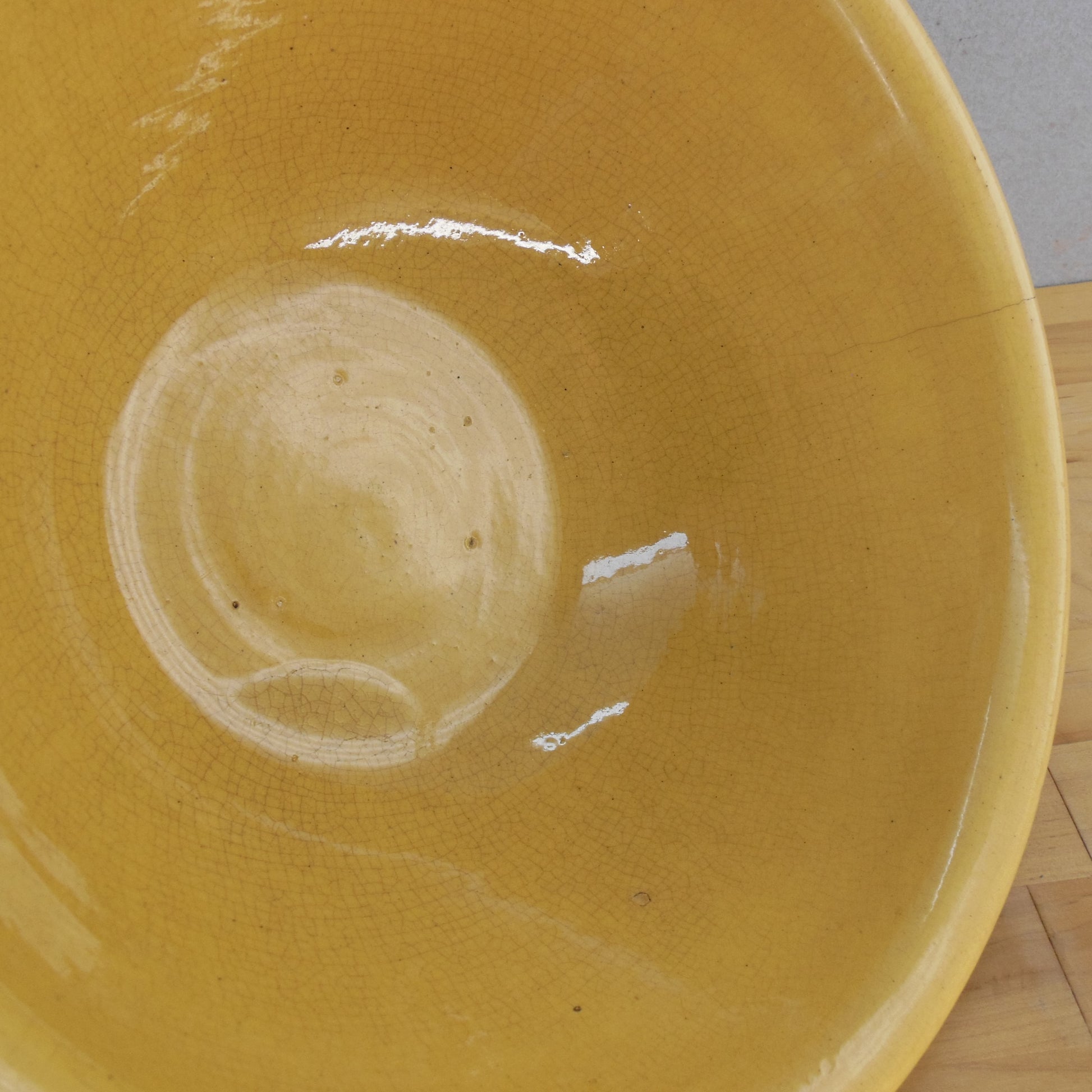 Unbranded Antique Yellow Ware Mixing Bowl 11-3/4" White Band Stripes Vintage