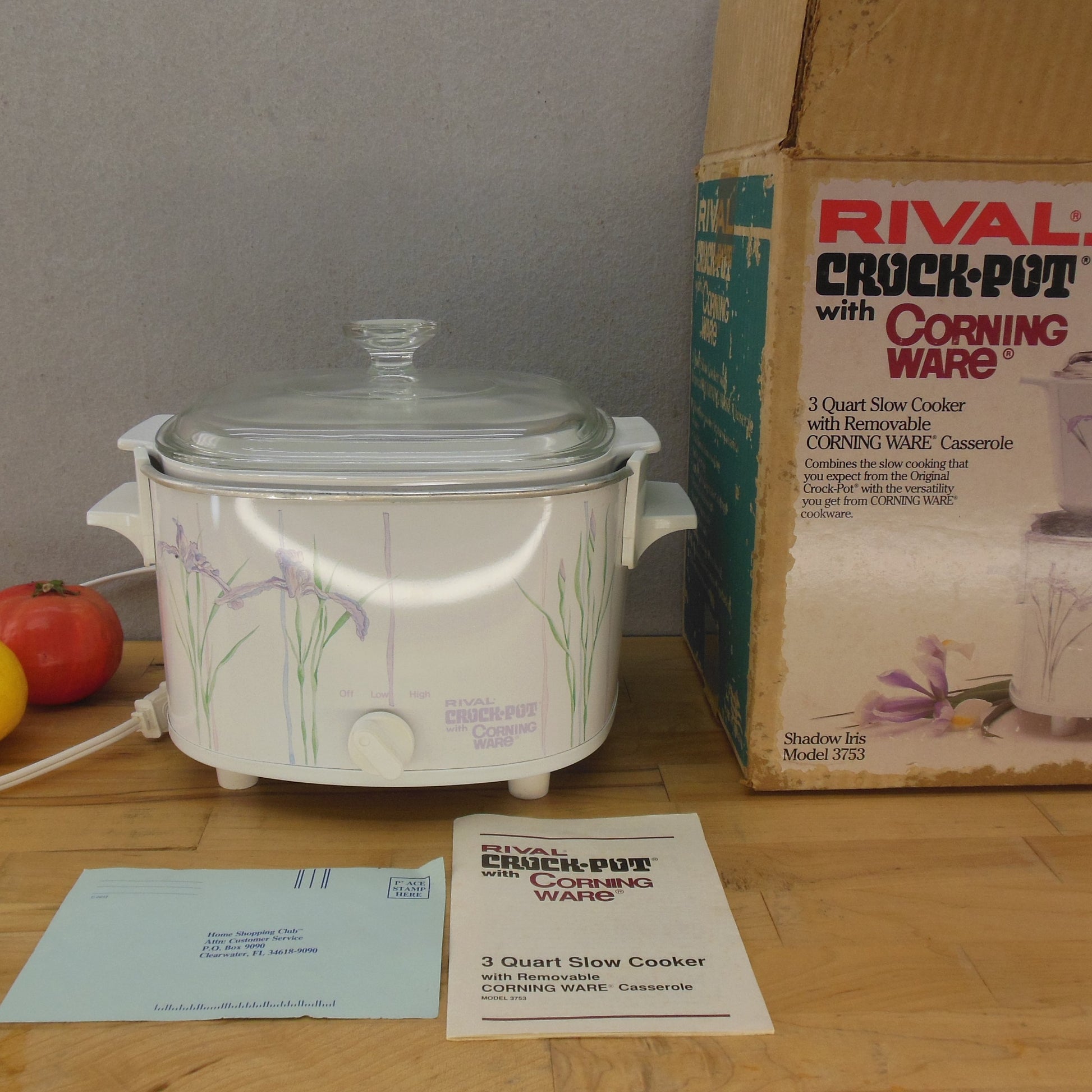 Corning Ware Shadow Iris Rival Crock-Pot Slow Cooker 3 Quart #3753 Box