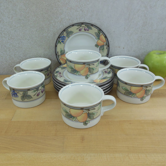 Mikasa Intaglio Garden Harvest - Set of 6 Flat Cups & Saucers