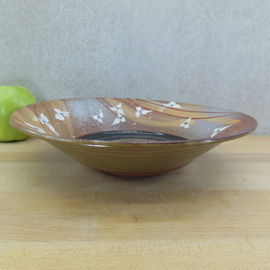 Teresa Deaver Cole 10.75" Pottery Bowl White Trillium Flowers