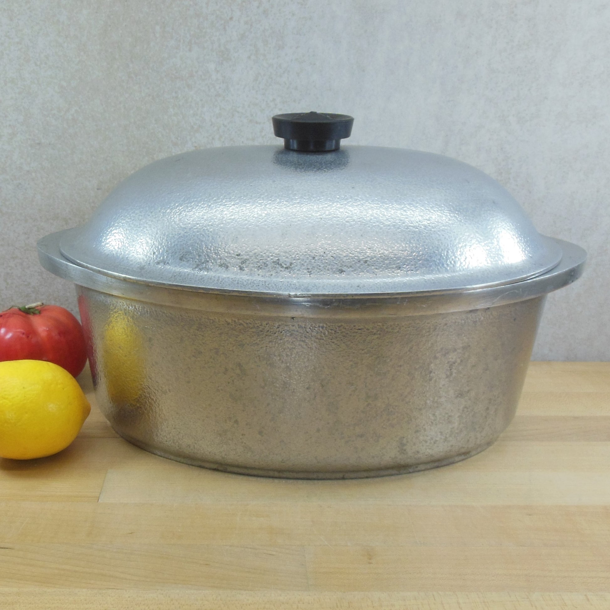 Vintage Cast Aluminum Heavy Oval Roaster Dutch Oven with Dome Lid