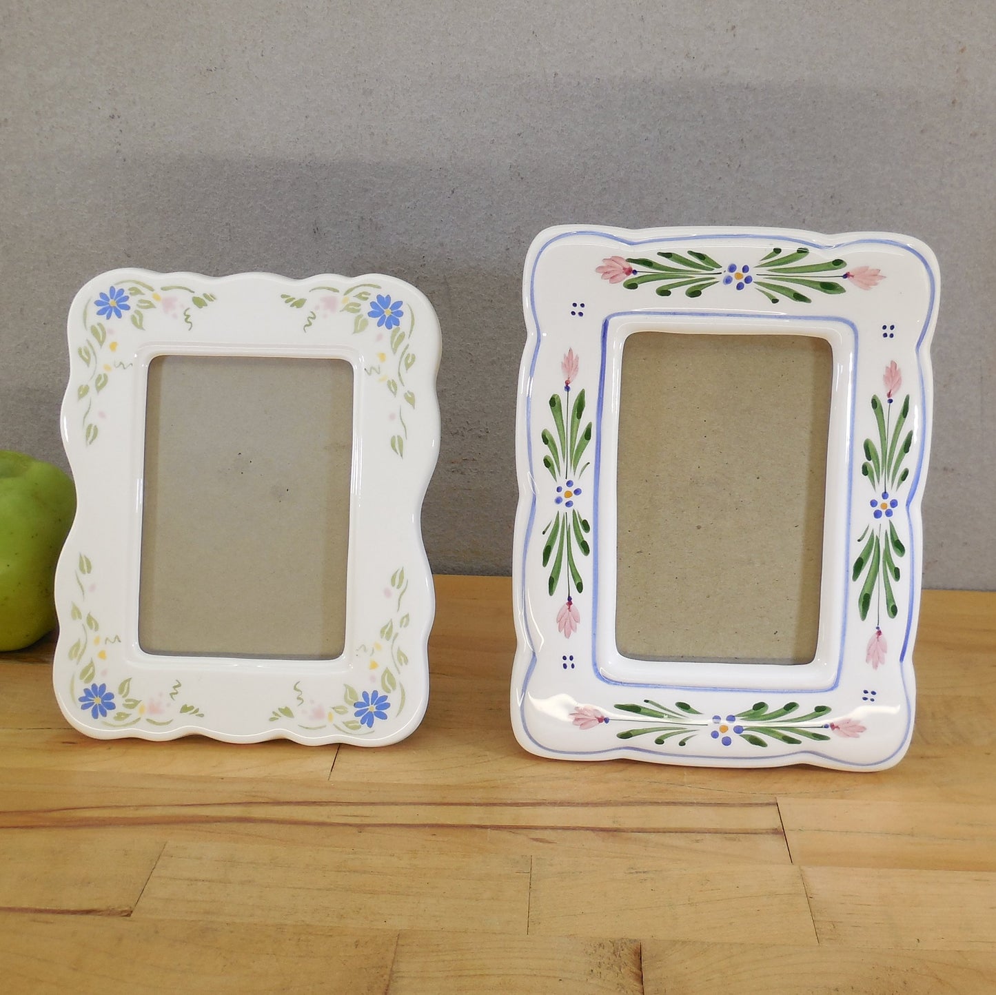 Burnes & Fetco Vintage Ceramic Photo Picture Frames Floral Flowers