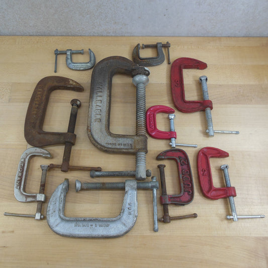 C-Clamp 10 Lot - USA Japan Taiwan Malleable 1" to 4.5"