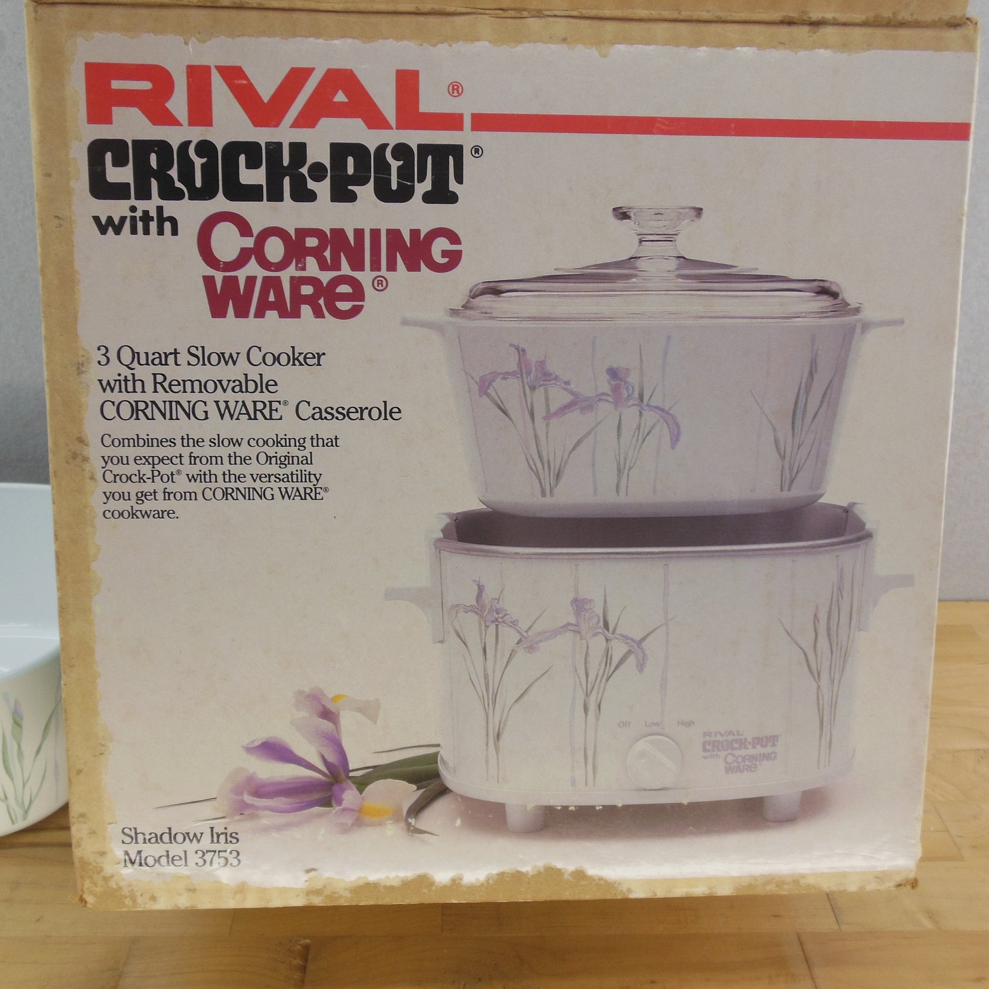 Corning Ware Shadow Iris Rival Crock-Pot Slow Cooker 3 Quart #3753 Original Box