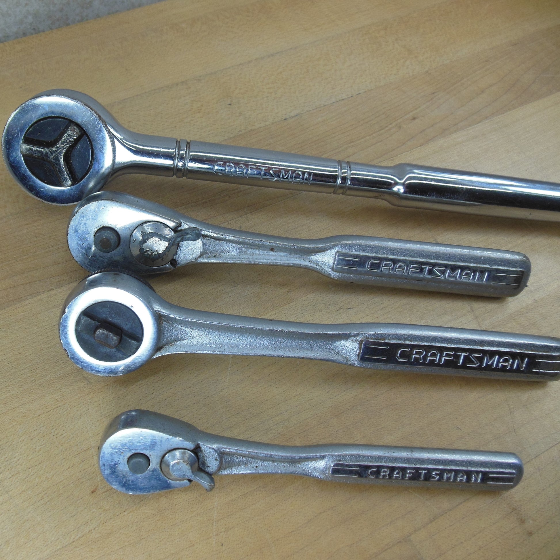 Craftsman Socket Rachet Wrench 4 Lot  1/4" 3/8" 1/2" Drive Vintage