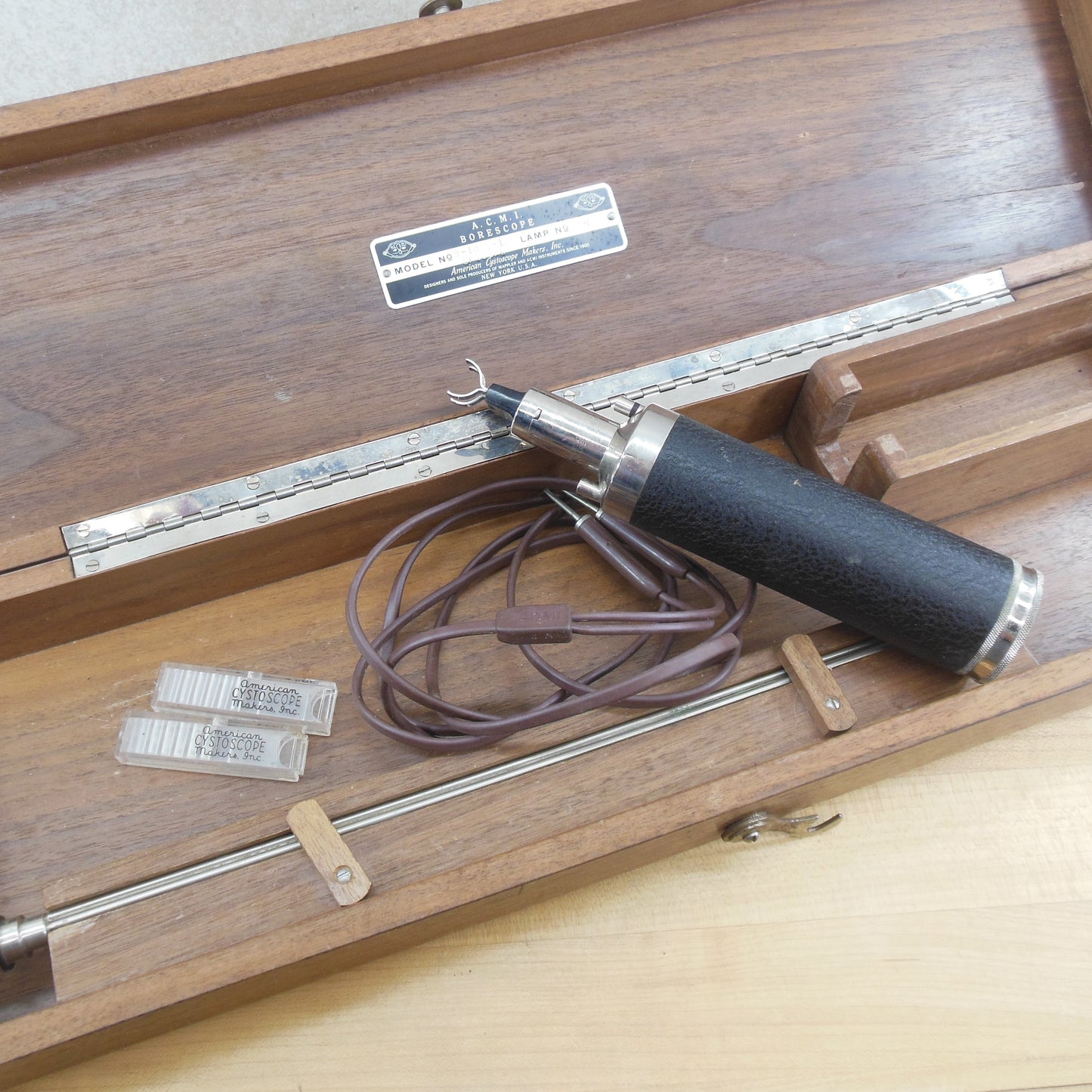 A.C.M.I. Borescope B-18AS-12 Tool in Wood Case vintage