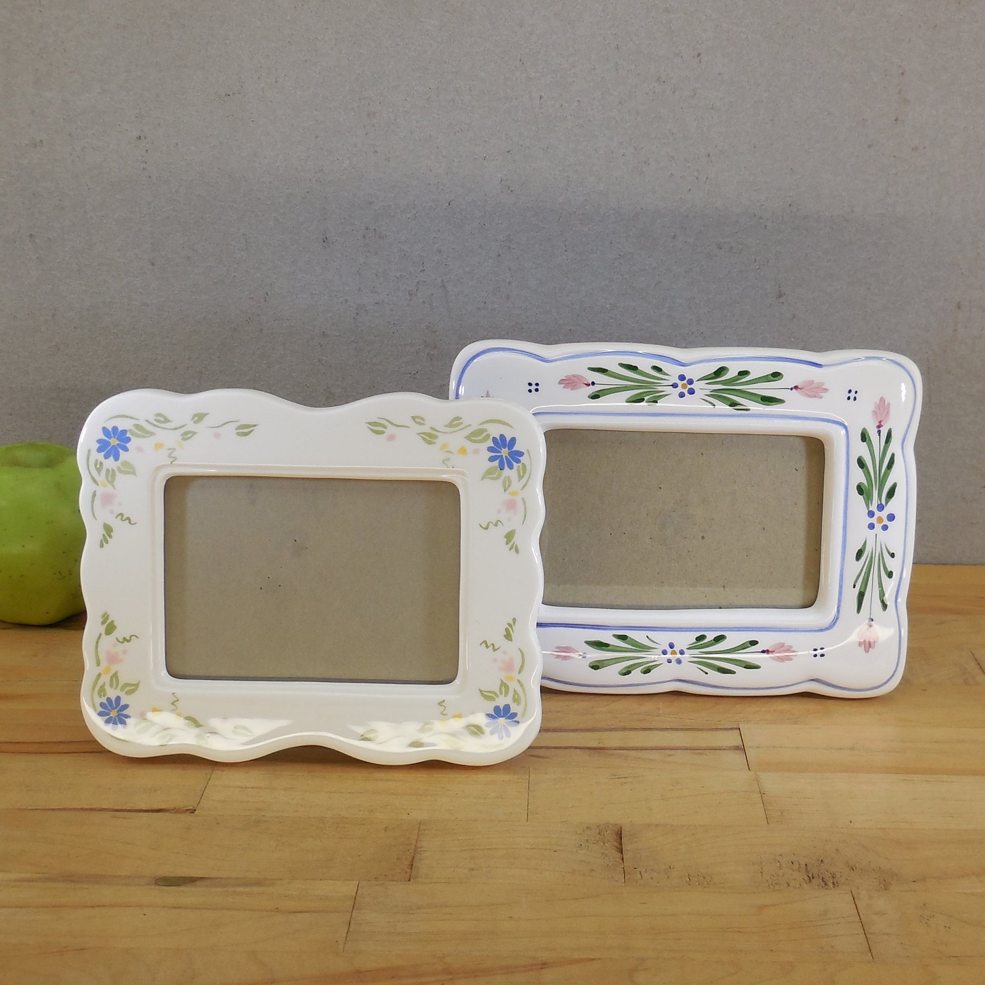 Burnes & Fetco Vintage Ceramic Photo Picture Frames Floral Flowers vintage