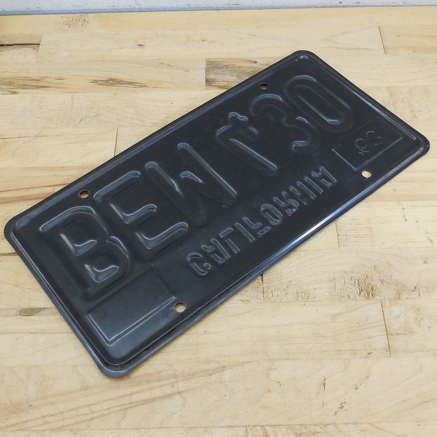 California 1963-64 License Plate Tag Black Yellow BEM-430 used vintage