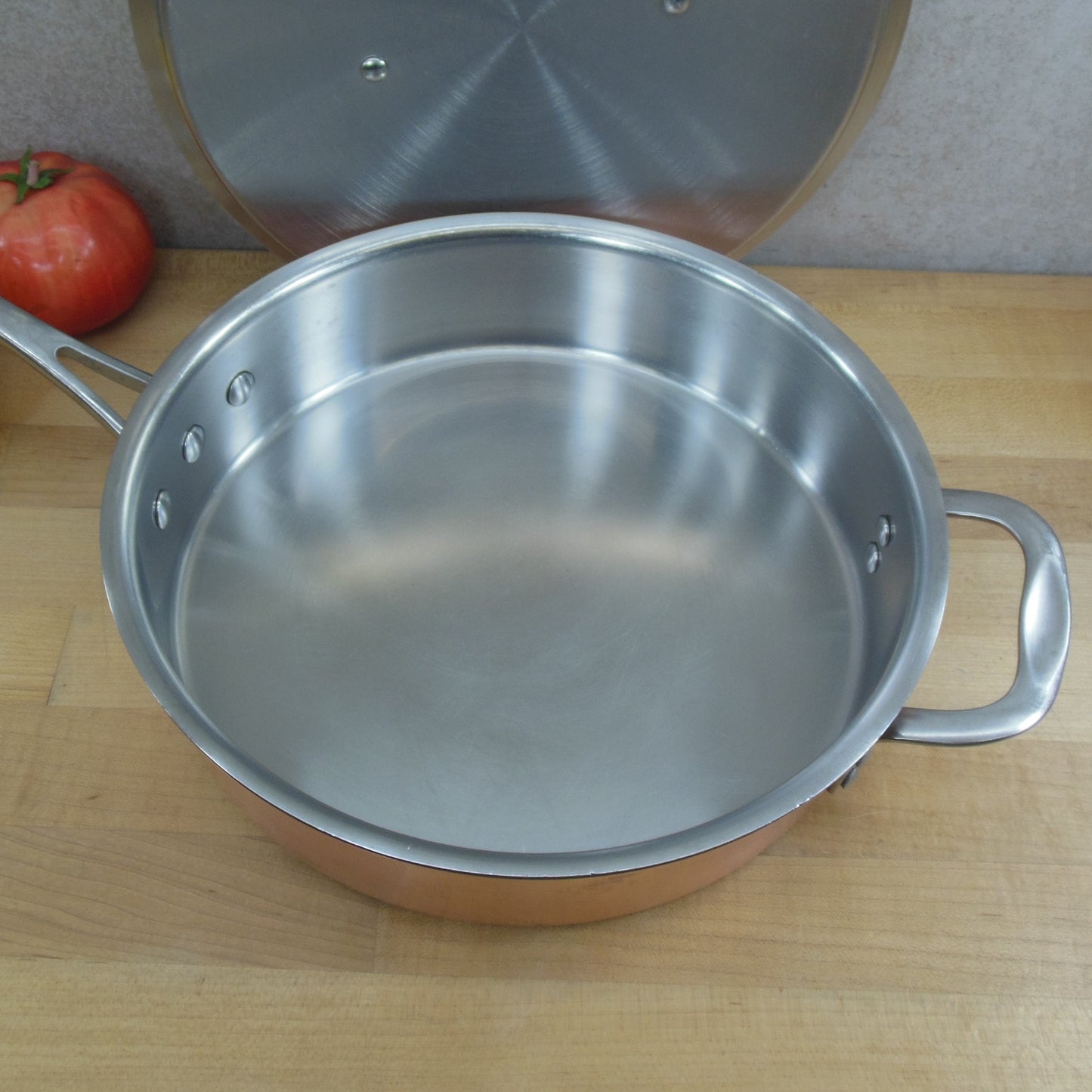 Calphalon 3 Quart Sauté Pan 5003 & Lid Copper Stainless Interior