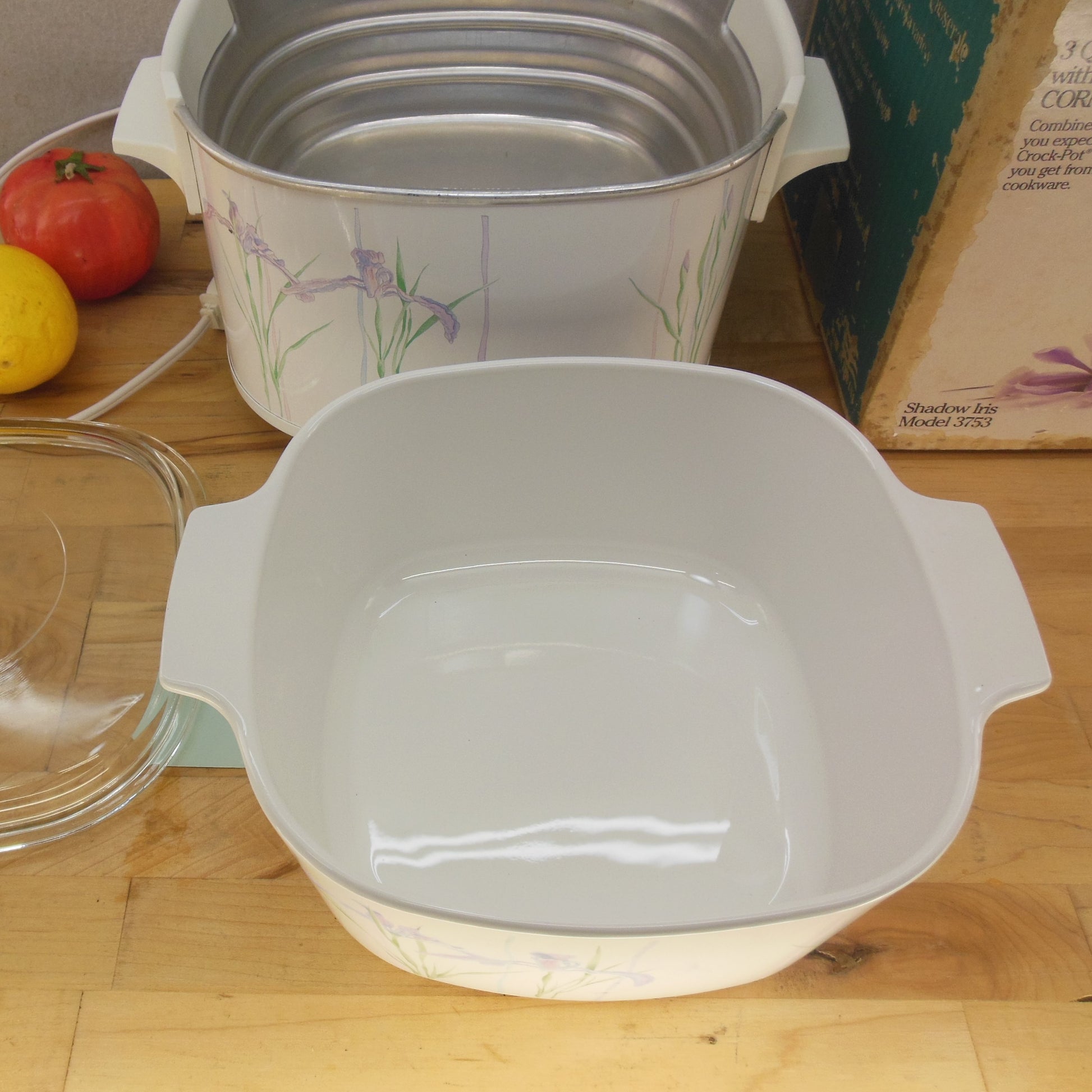 Corning Ware Shadow Iris Rival Crock-Pot Slow Cooker 3 Quart #3753 Box Casserole Dish