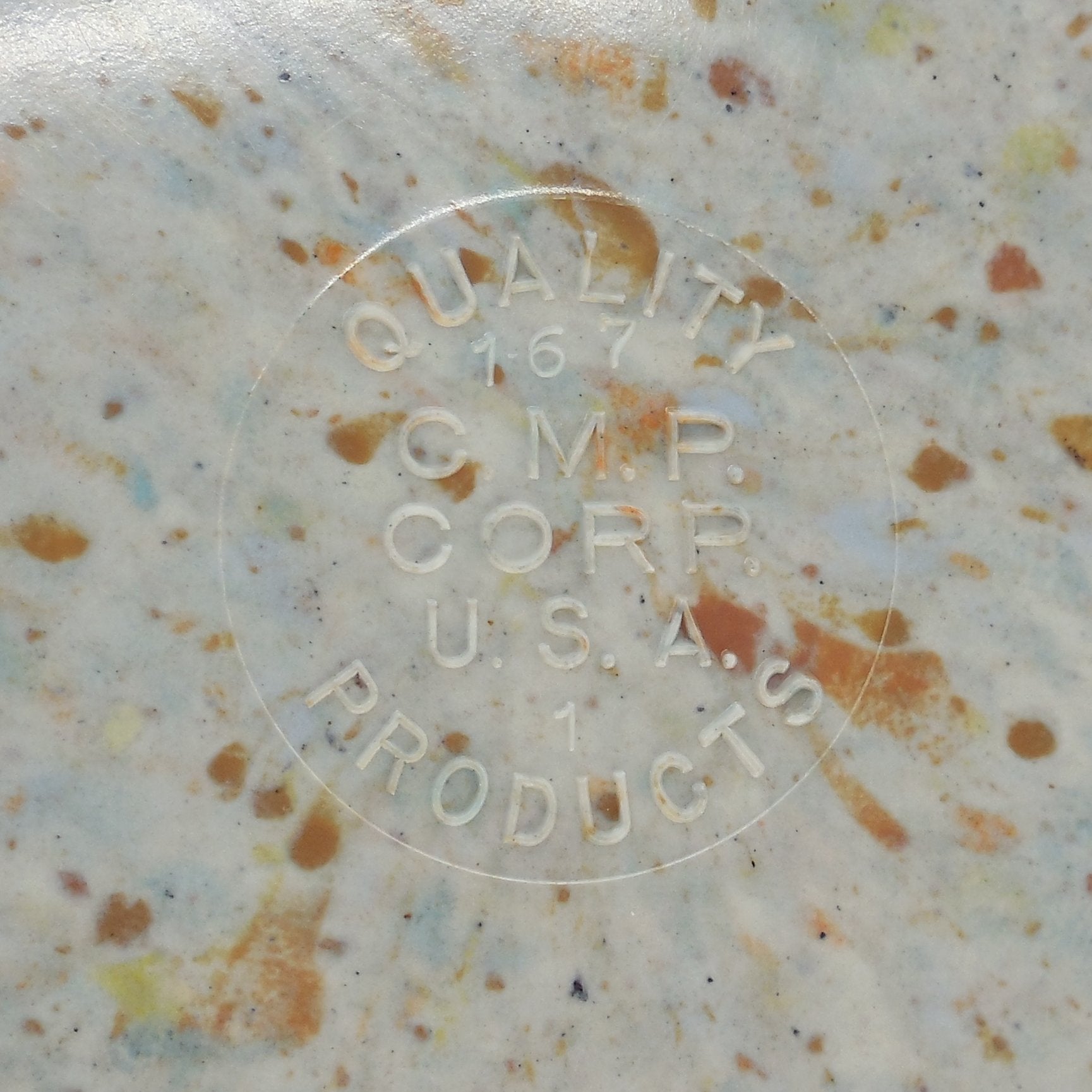 C.M.P. Corp. USA Confetti Splatter Melamine Mixing Serving Bowl 9" maker Mark