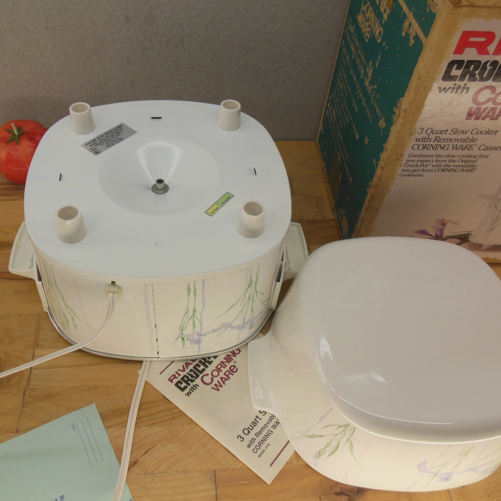 Corning Ware Shadow Iris Rival Crock-Pot Slow Cooker 3 Quart #3753 Box Lid