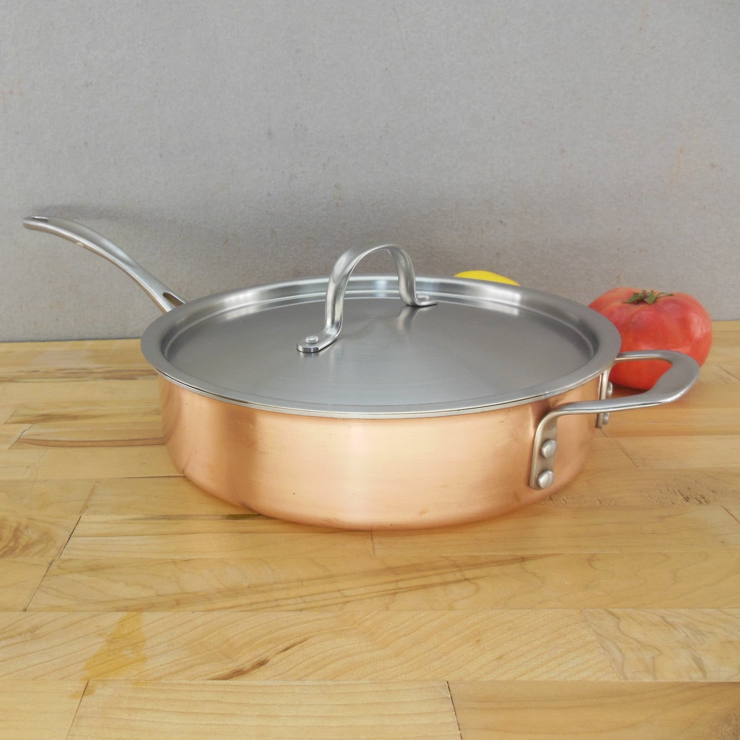 Calphalon 3 Quart Sauté Pan 5003 & Lid Copper Stainless Tri-ply