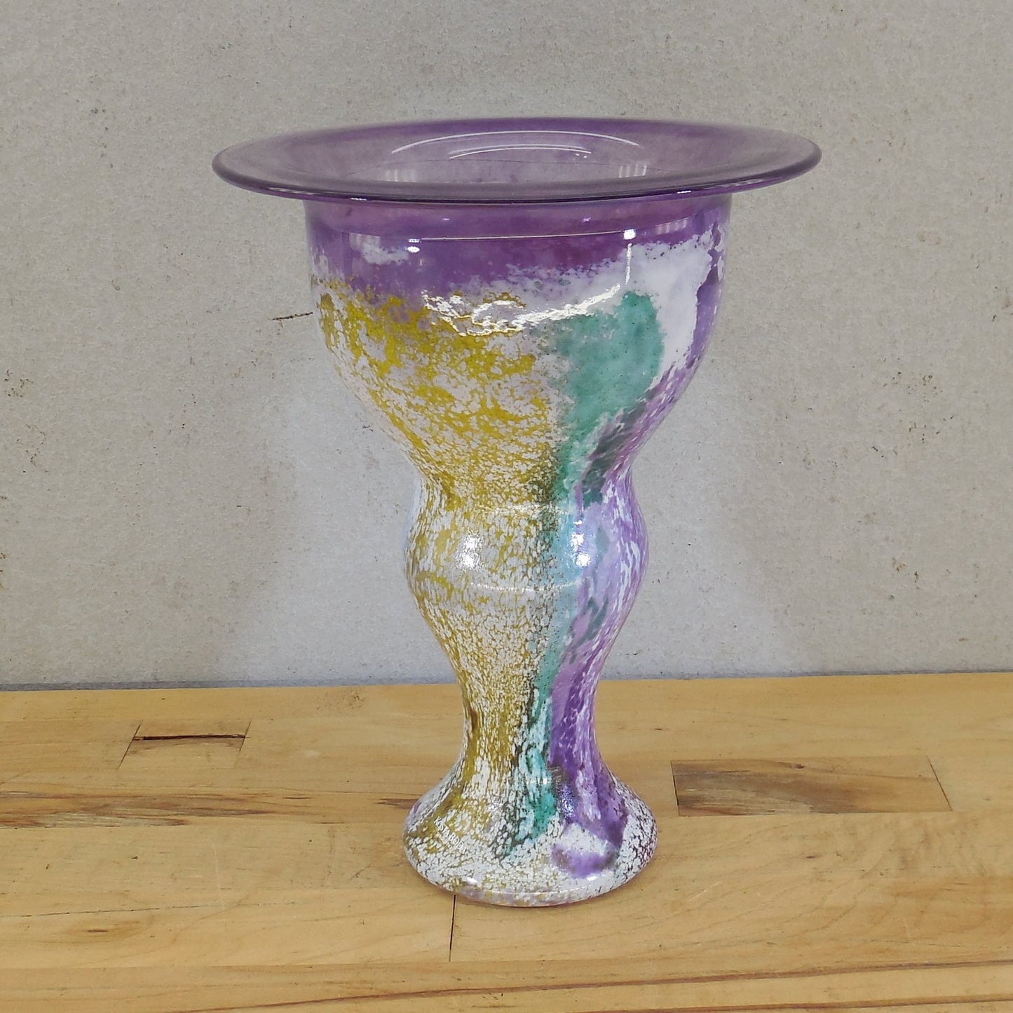 Kosta Boda Sweden 1990's Kjell Engman Signed Can Can Purple Vase 8.75"