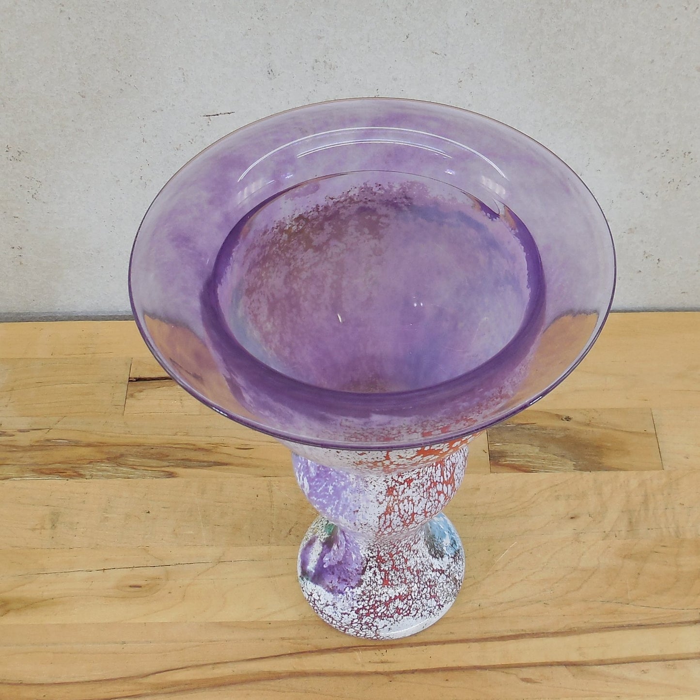 Kosta Boda Sweden 1990's Kjell Engman Signed Can Can Purple Vase 8.75" Rim