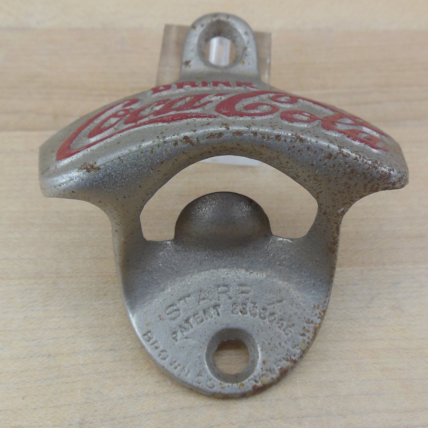 Coca-Cola Starr X Stationary Bottle Opener Wall Mount Brown Co. USA vintage