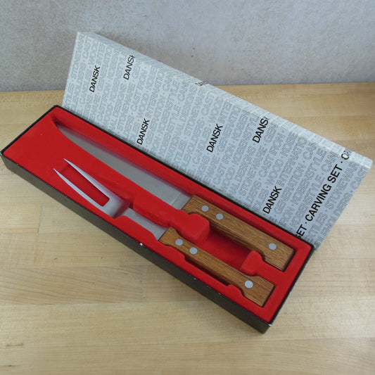 Dansk Japan Gunnar Cyren 8" Stainless Carving Knife Fork Set - Teak Handle Vintage