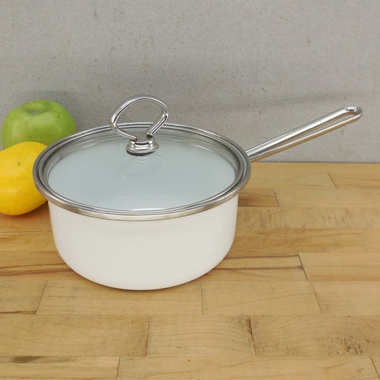 Chantal White Enamelware 1.5 Quart Saucepan & Glass Lid