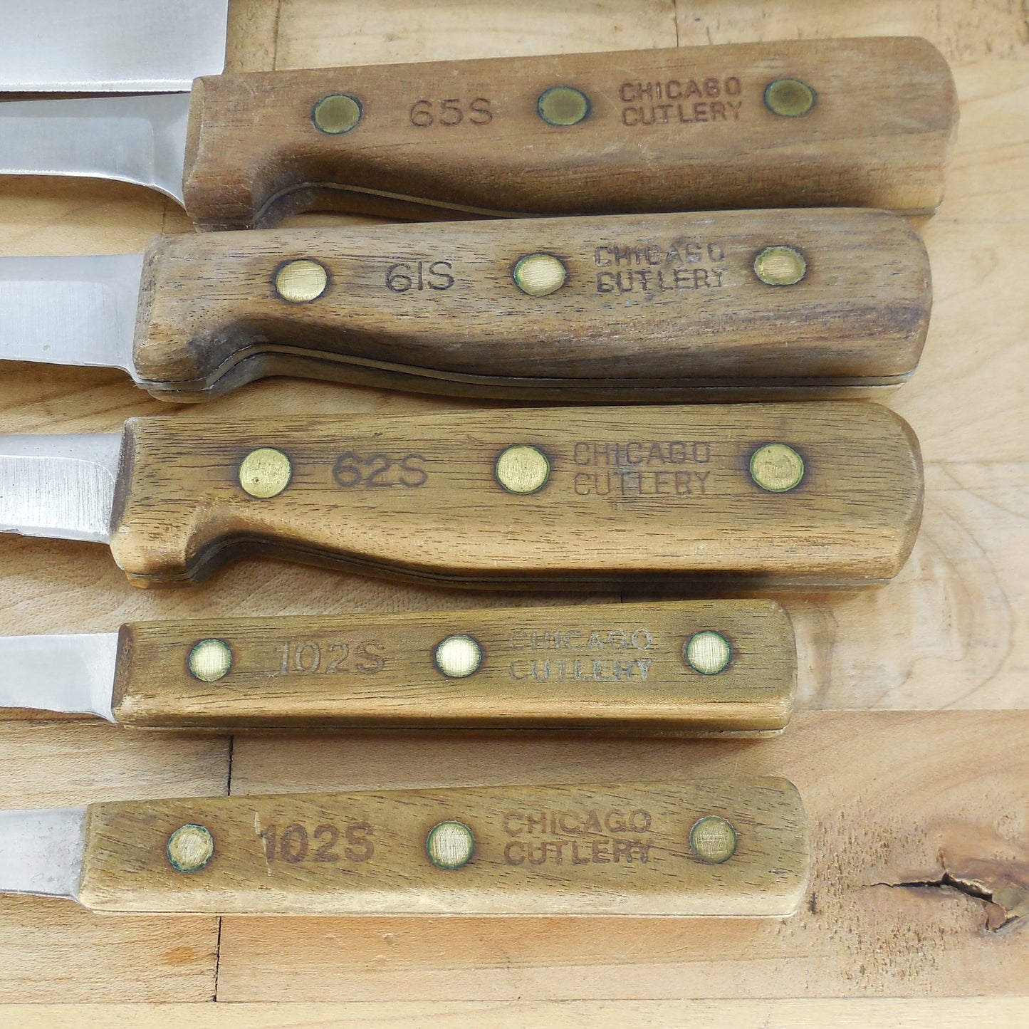 Chicago Cutlery Kitchen Knife Set Stainless Walnut Wood 9 Piece Block65S 61S 62S