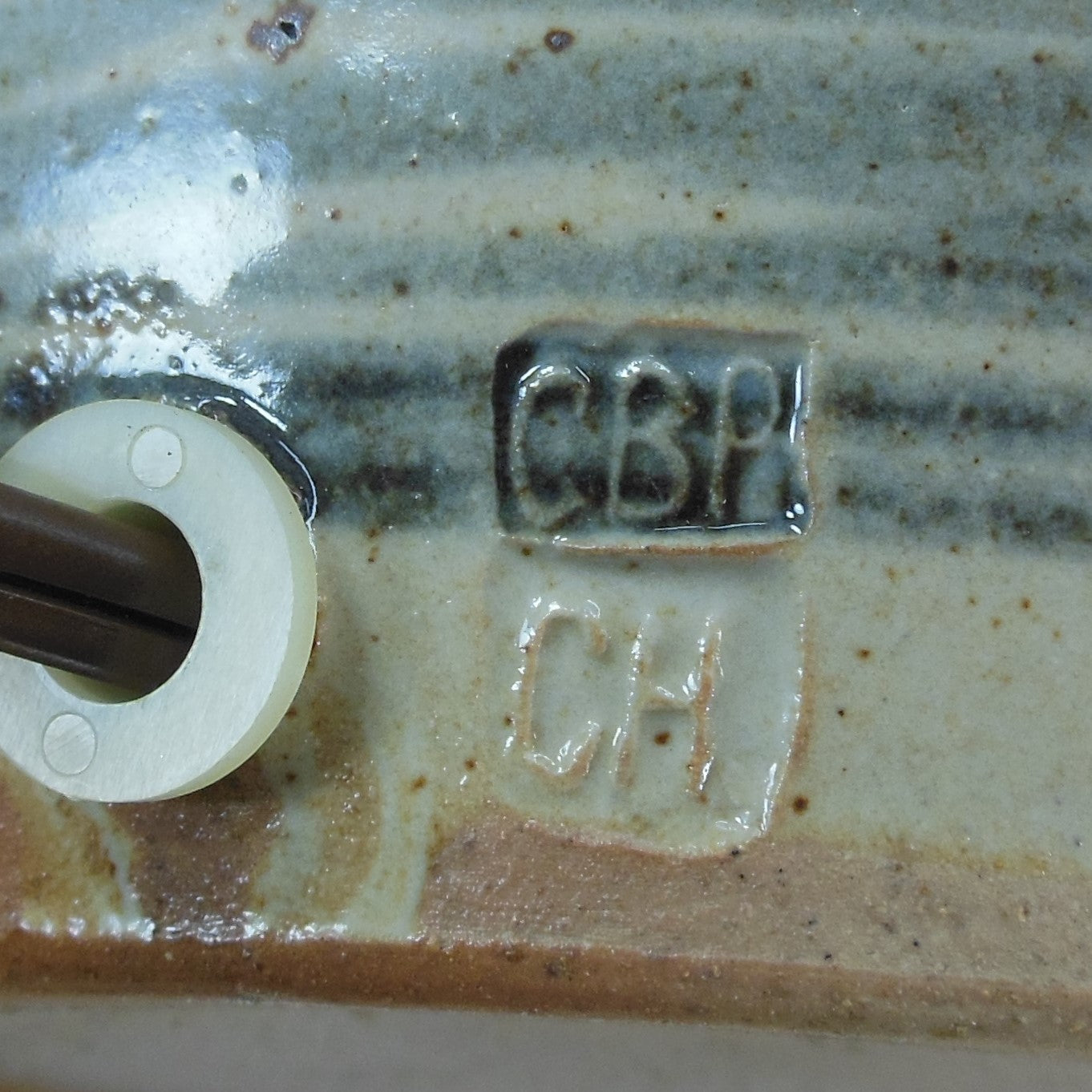 Cornwall Bridge Pottery CBP Cary Hulin CH Stoneware Table Lamp Maker Chop Mark