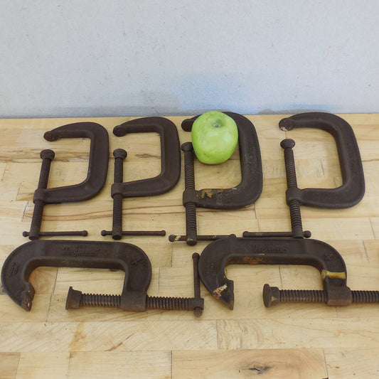 Vintage Iron C-clamp 6 Lot 4" 5" Jorgensen Adjustable Brink & Cotton