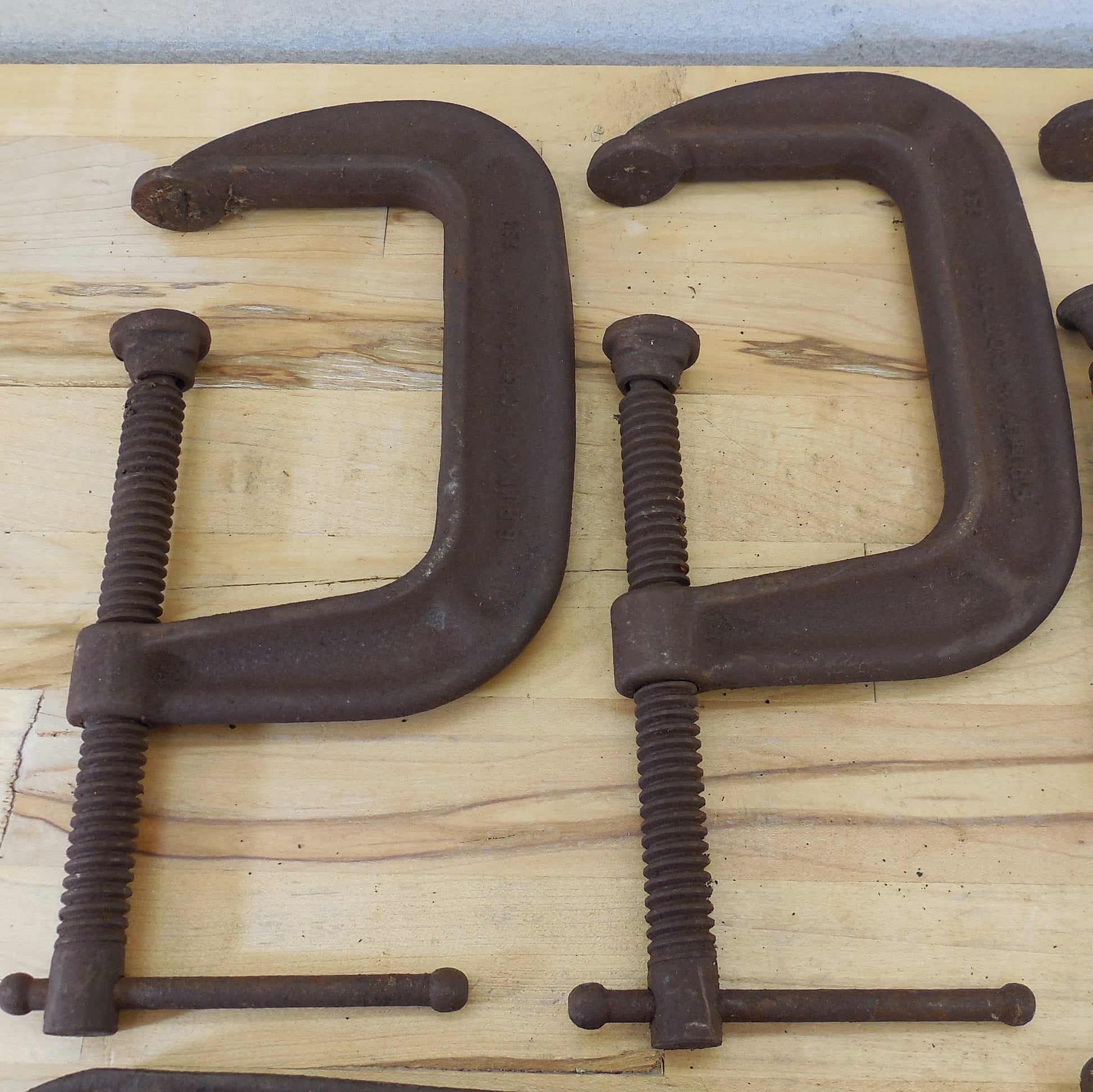 Vintage Iron C-clamp 6 Lot 4" 5" Jorgensen Adjustable Brink & Cotton Antique