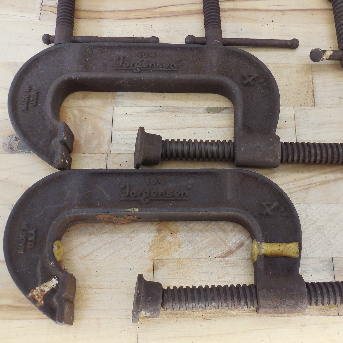 Vintage Iron C-clamp 6 Lot 4" 5" Jorgensen Adjustable Brink & Cotton Rusty