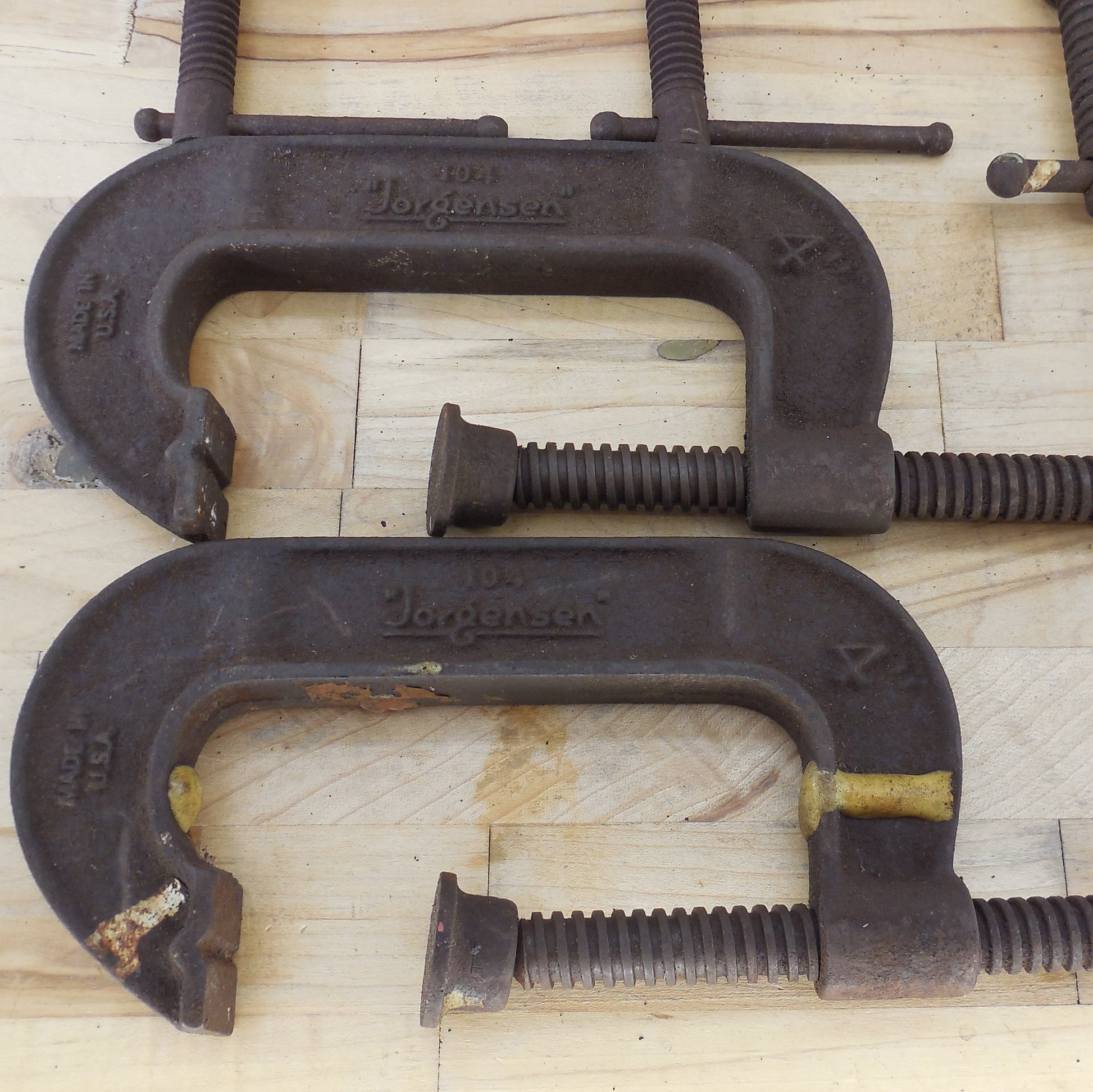 Vintage Iron C-clamp 6 Lot 4" 5" Jorgensen Adjustable Brink & Cotton Rusty