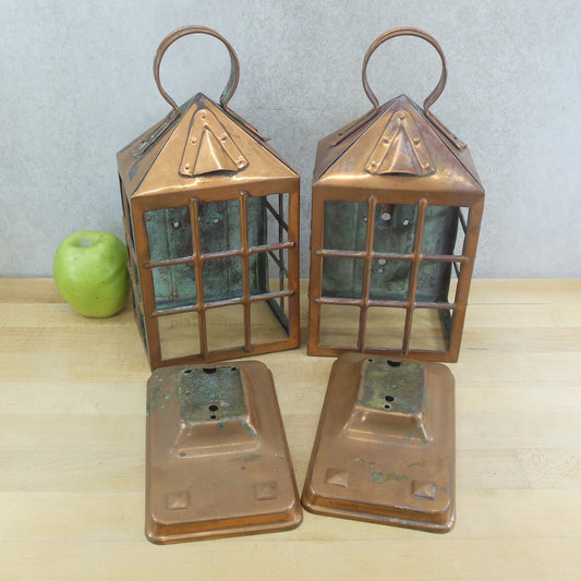 Pair Copper Plated Brass Wall Lantern Light Parts Not Complete